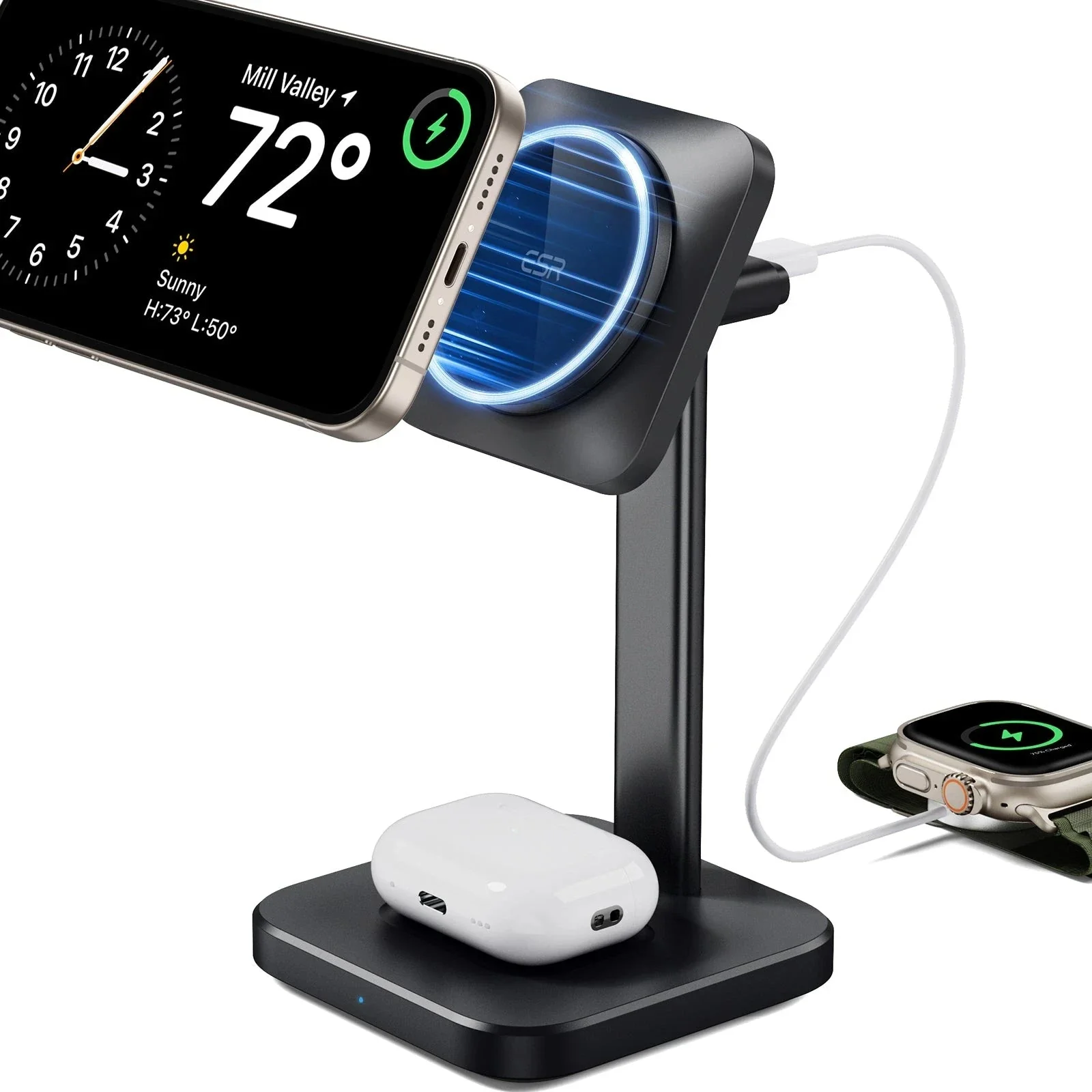 2-in-1 Watch Wireless Charging Set (HaloLock) - White - US PLUG - Image 4