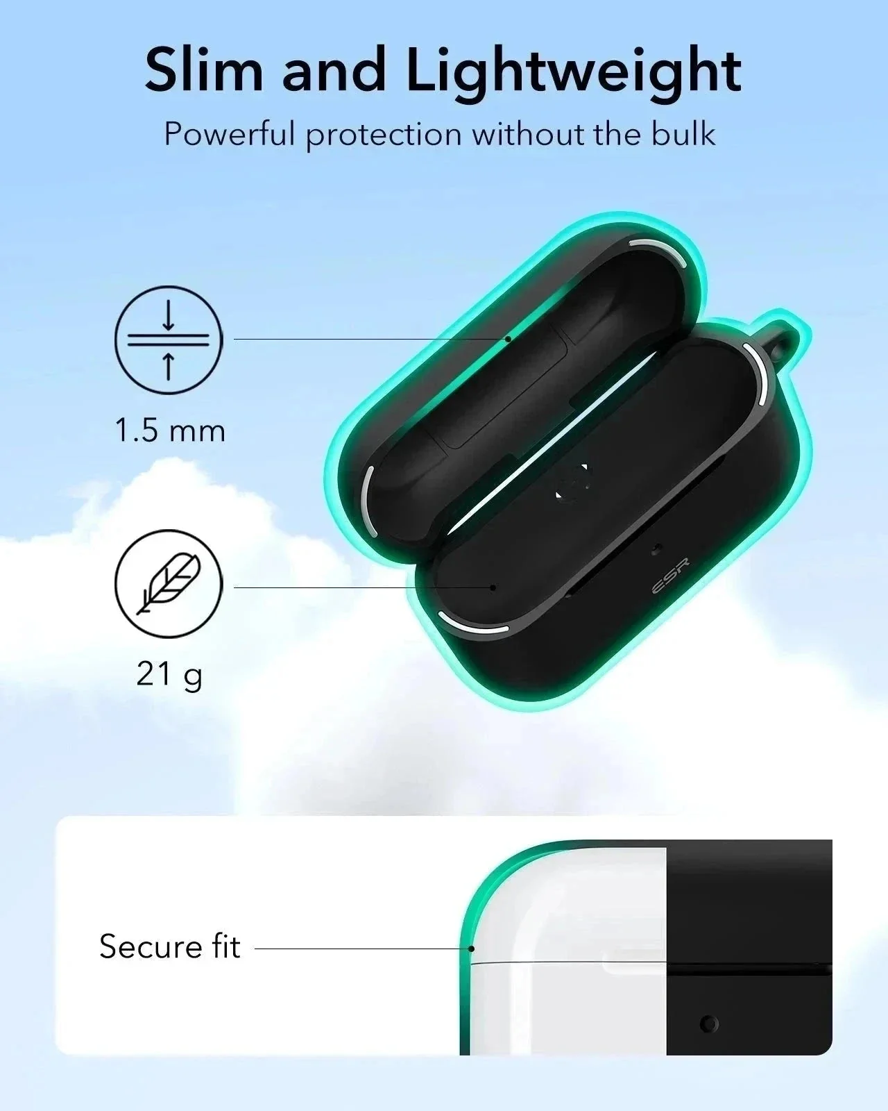 AirPods Pro (2023/2022/2019) Cloud Soft Case (HaloLock) - Black - Image 6