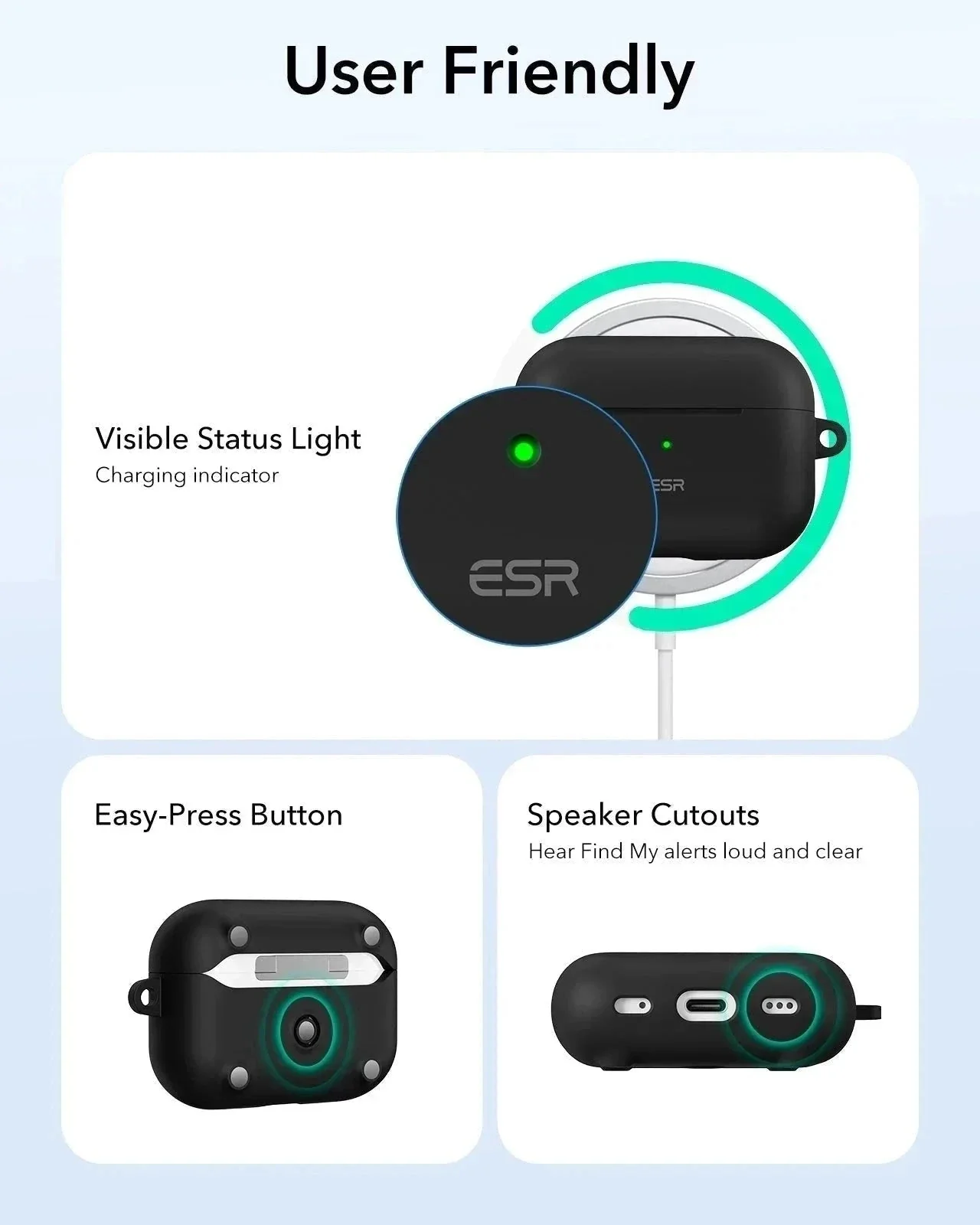 AirPods Pro (2023/2022/2019) Cloud Soft Case (HaloLock) - Black - Image 9