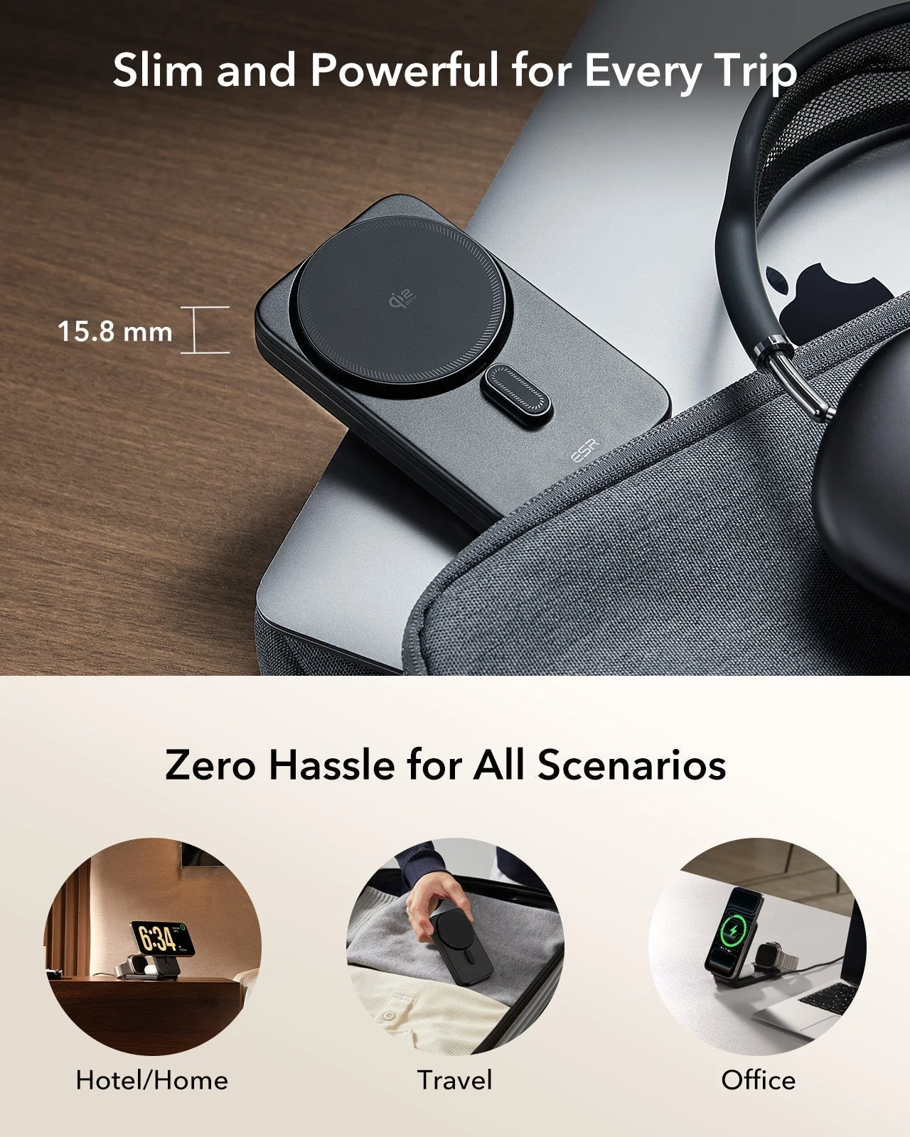 CryoBoost Foldable 3-in-1 Magnetic Charging Station  (25W) – US Plug-Black - Image 3