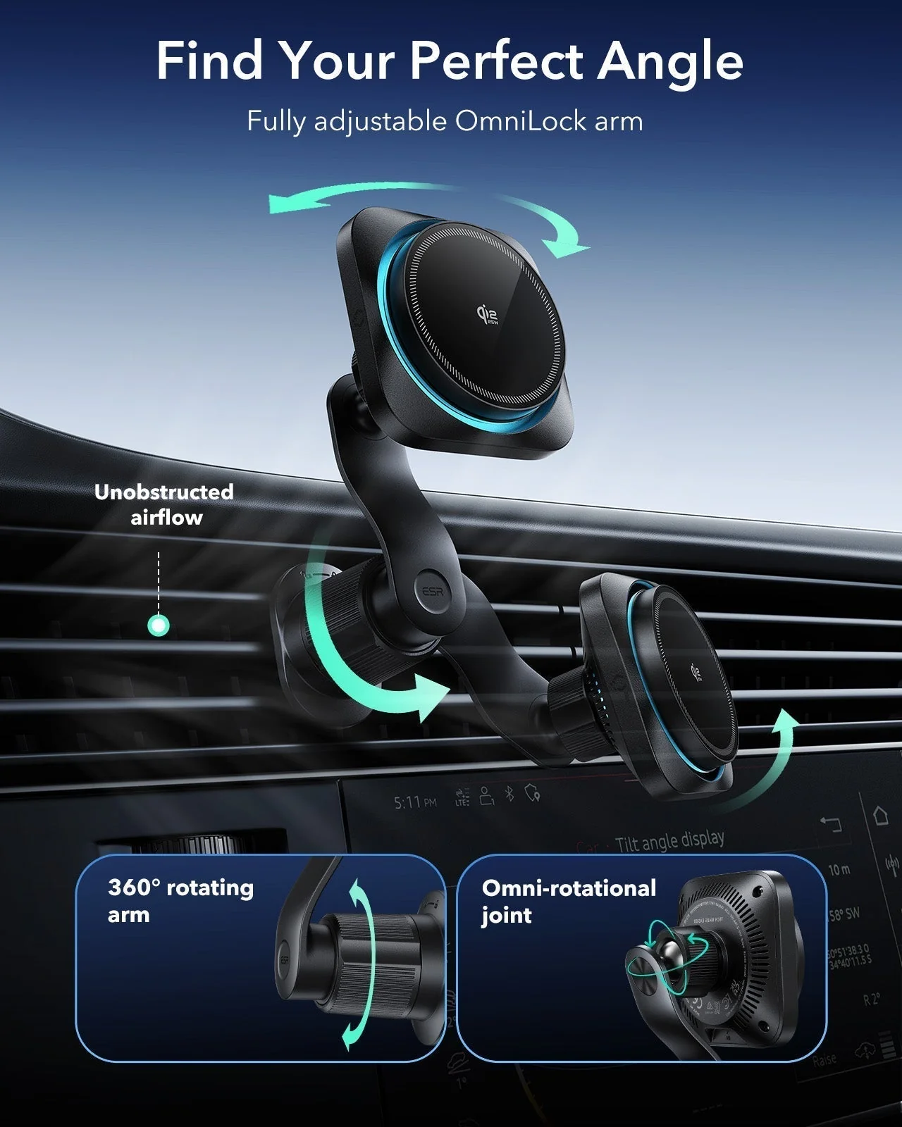 25W CryoBoost Foldable 3-in-1 Magnetic Charger and Car Charger (Air Vent)  Bundle– US Plug-Black - Image 16