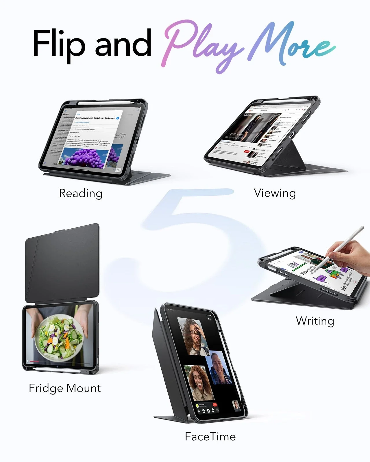 iPad 11" (A16) 2025 Bundle Flip Magnetic Case with Pencil Holder & Armorite® Protection - Black - Image 3