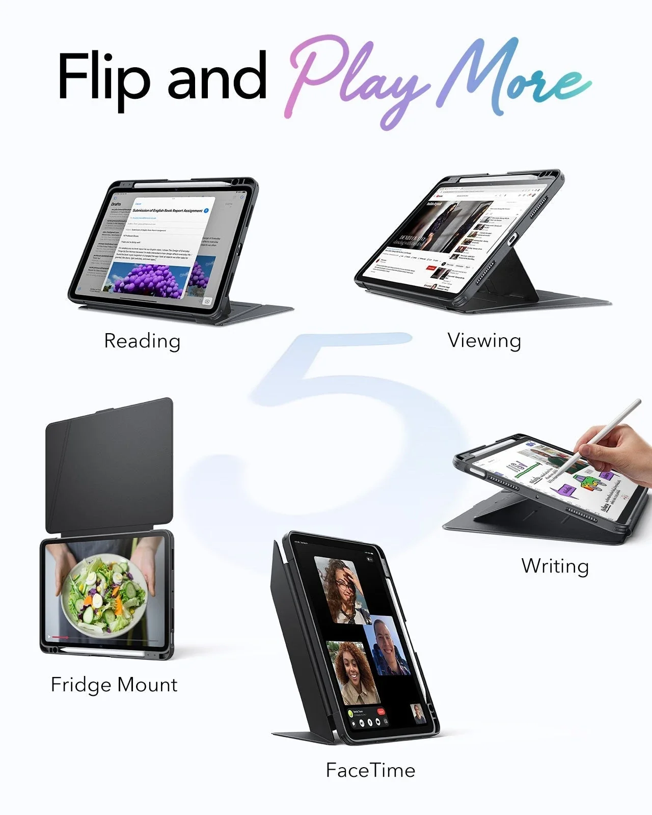 iPad Air 11" (M3) 2025 Bundle Flip Magnetic Case with Pencil Holder & Armorite® Protection - Black - Image 3