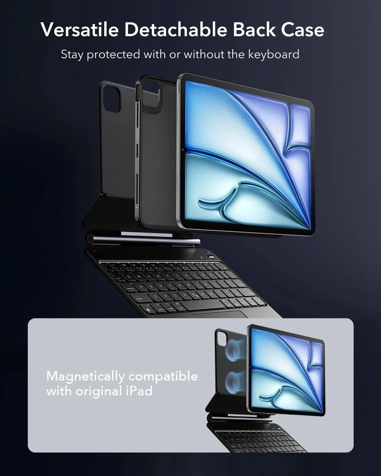 iPad Air 11" (M4) 2026 Rebound Magnetic Keyboard Case 360 - US Layout-Black - Image 6