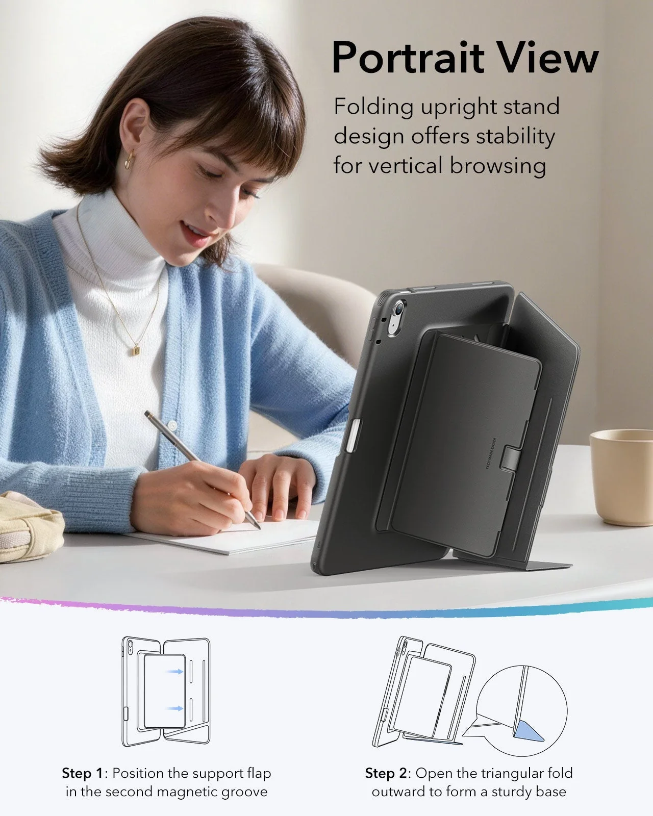 iPad Air 13" (M4) 2026 Flip Magnetic Case with Pencil Holder - Black - Image 6