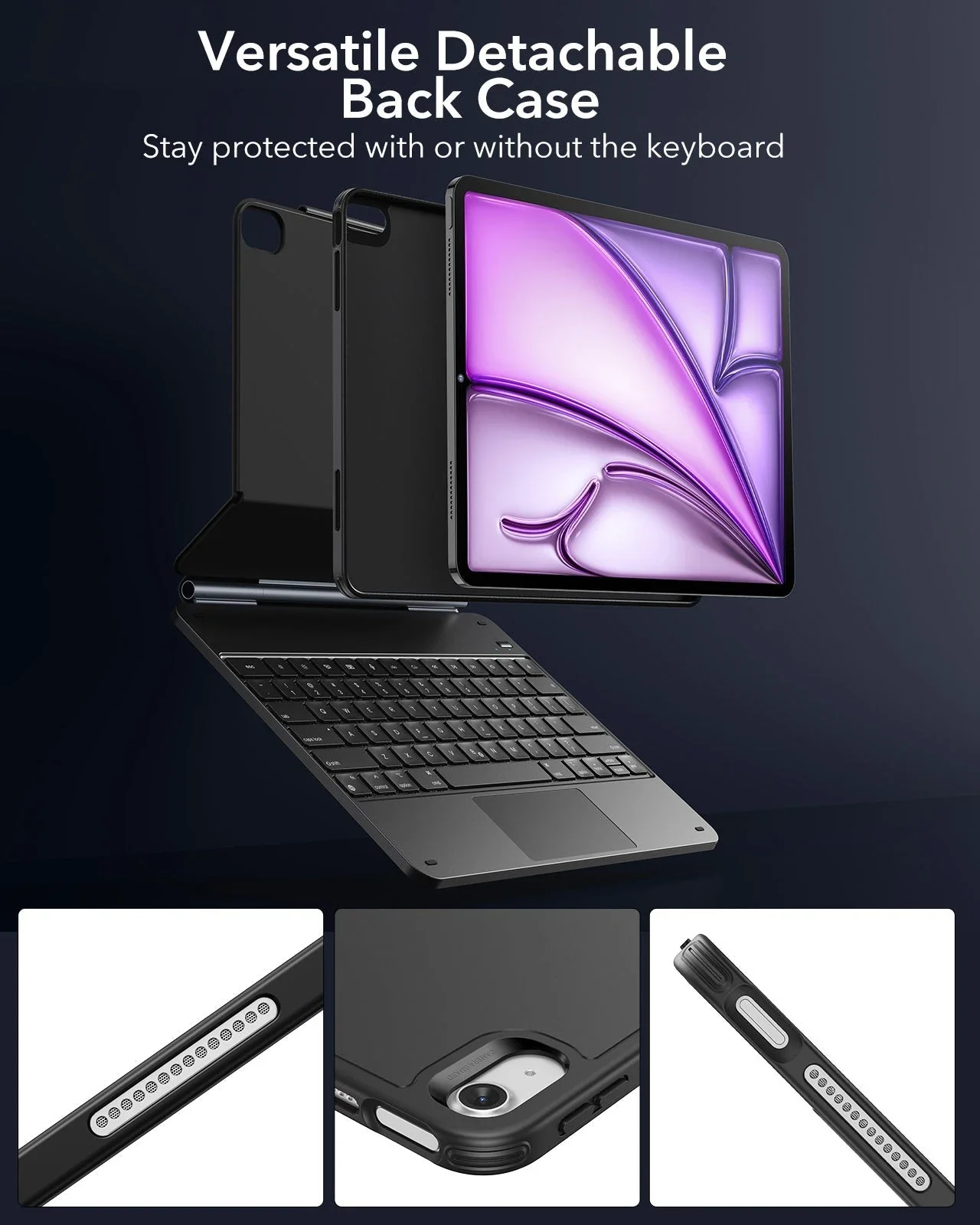 iPad Air 13" (M4) 2026 Bundle Rebound Magnetic Keyboard Case 360 & Screen Protectors - US Layout-Black - Image 6