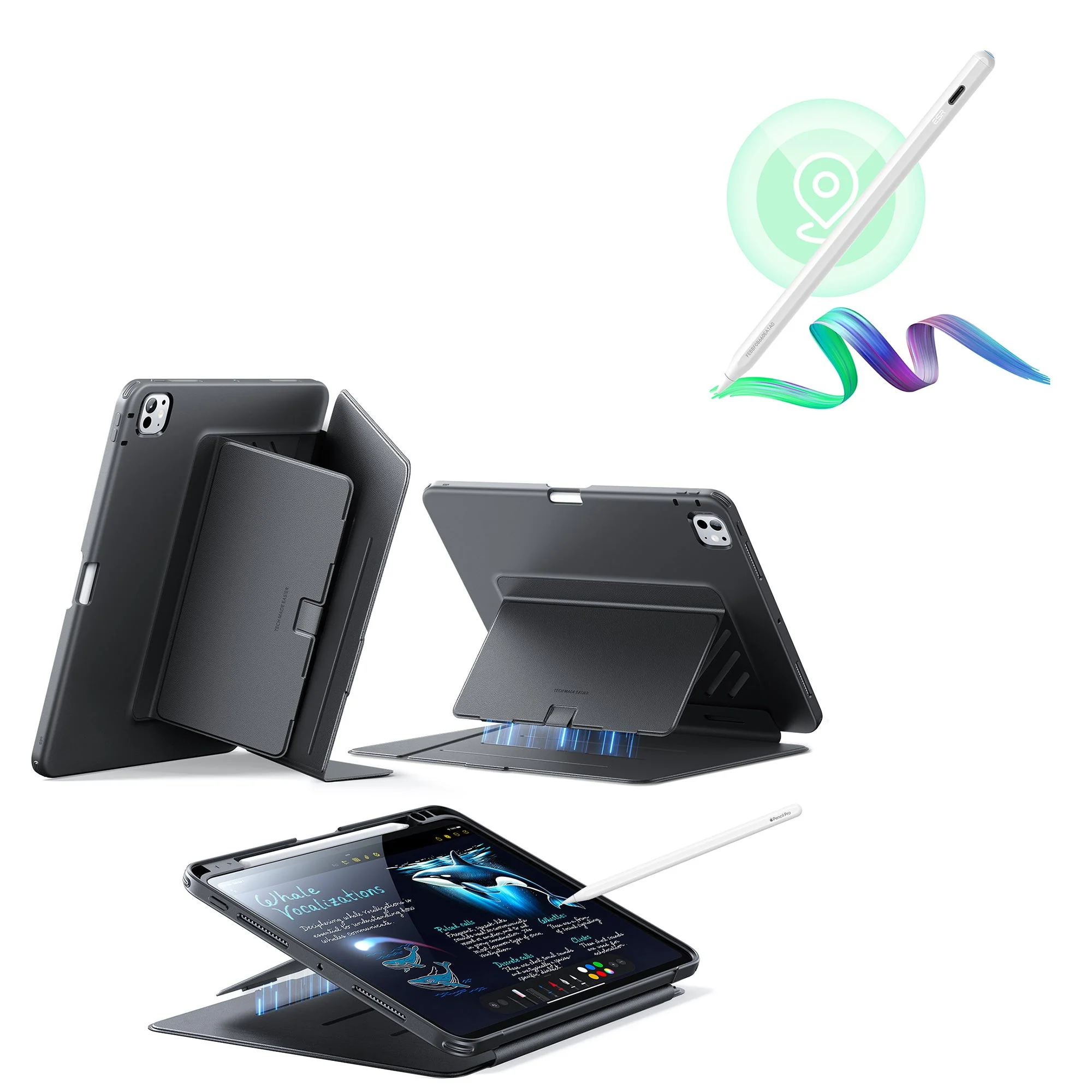 iPad Pro 11″ (2024) Flip Magnetic Case with Pencil Bundle - Black