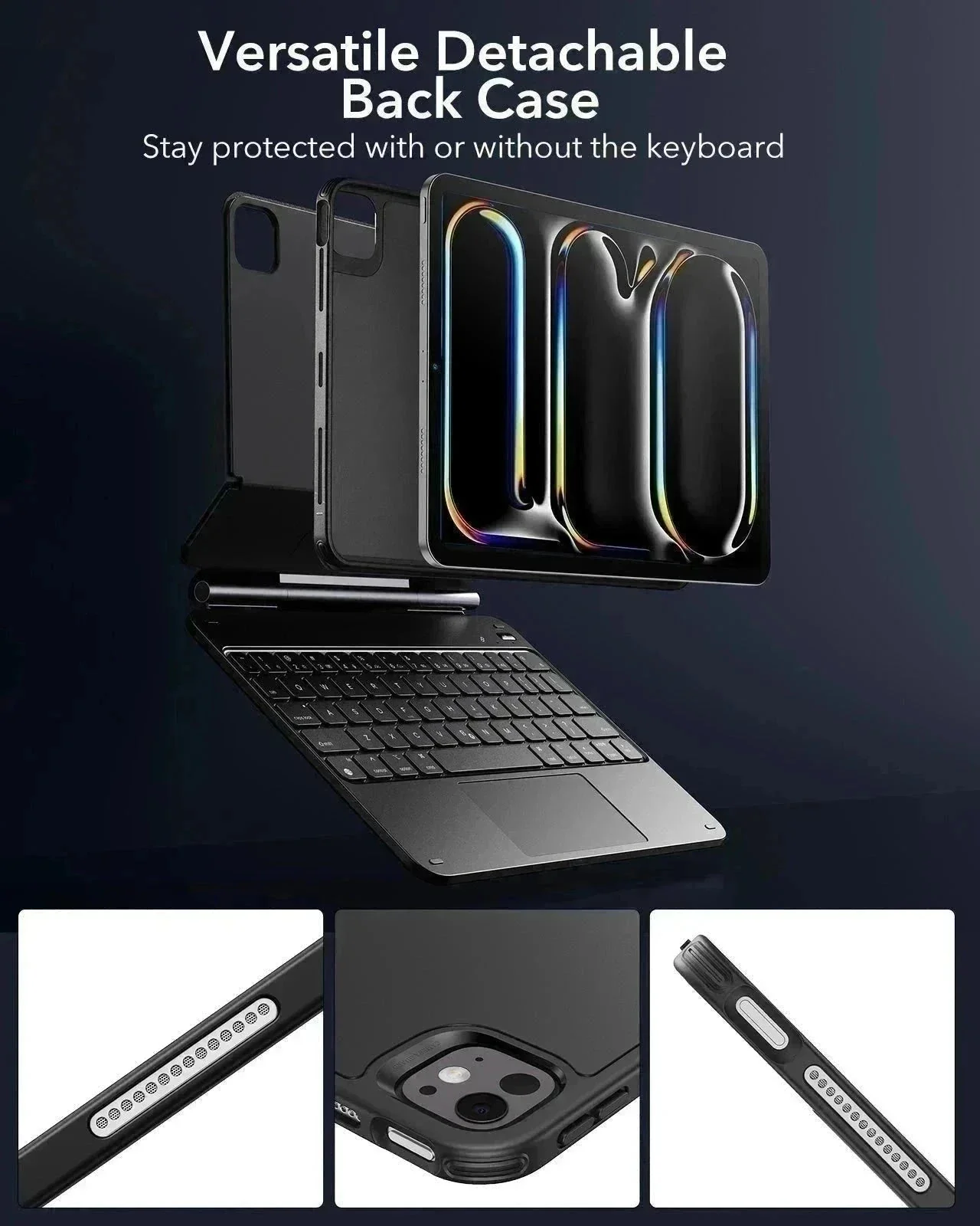 iPad Pro 13ʺ (2025) Bundle Rebound Magnetic Keyboard Case 360 & Armorite Screen Protectors  - US Layout-Black - Image 8