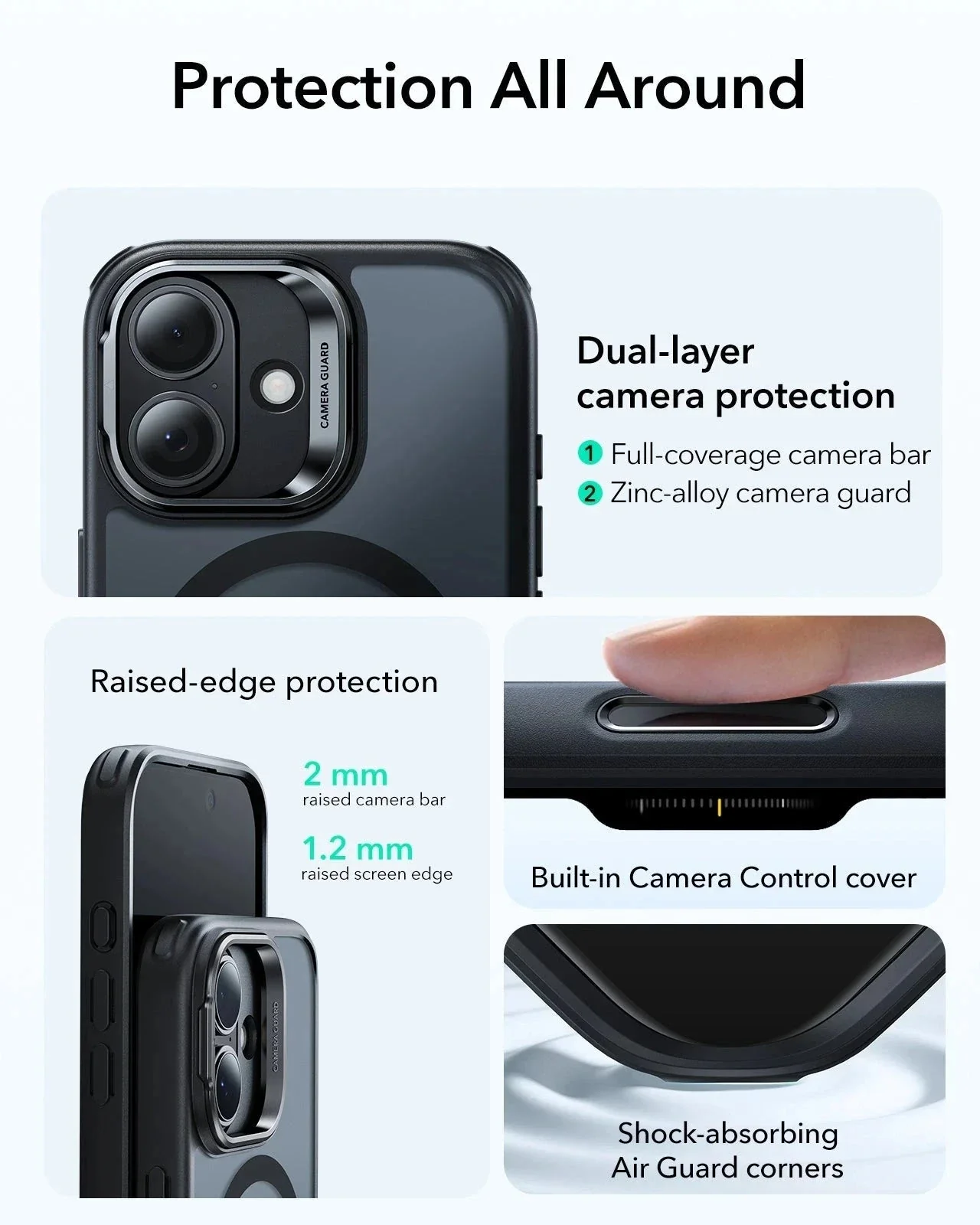 iPhone 17 Bundle Classic Hybrid Magnetic Case (Camera Control, Stash Stand) and Armorite Screen Protector - Frosted Black - Image 3