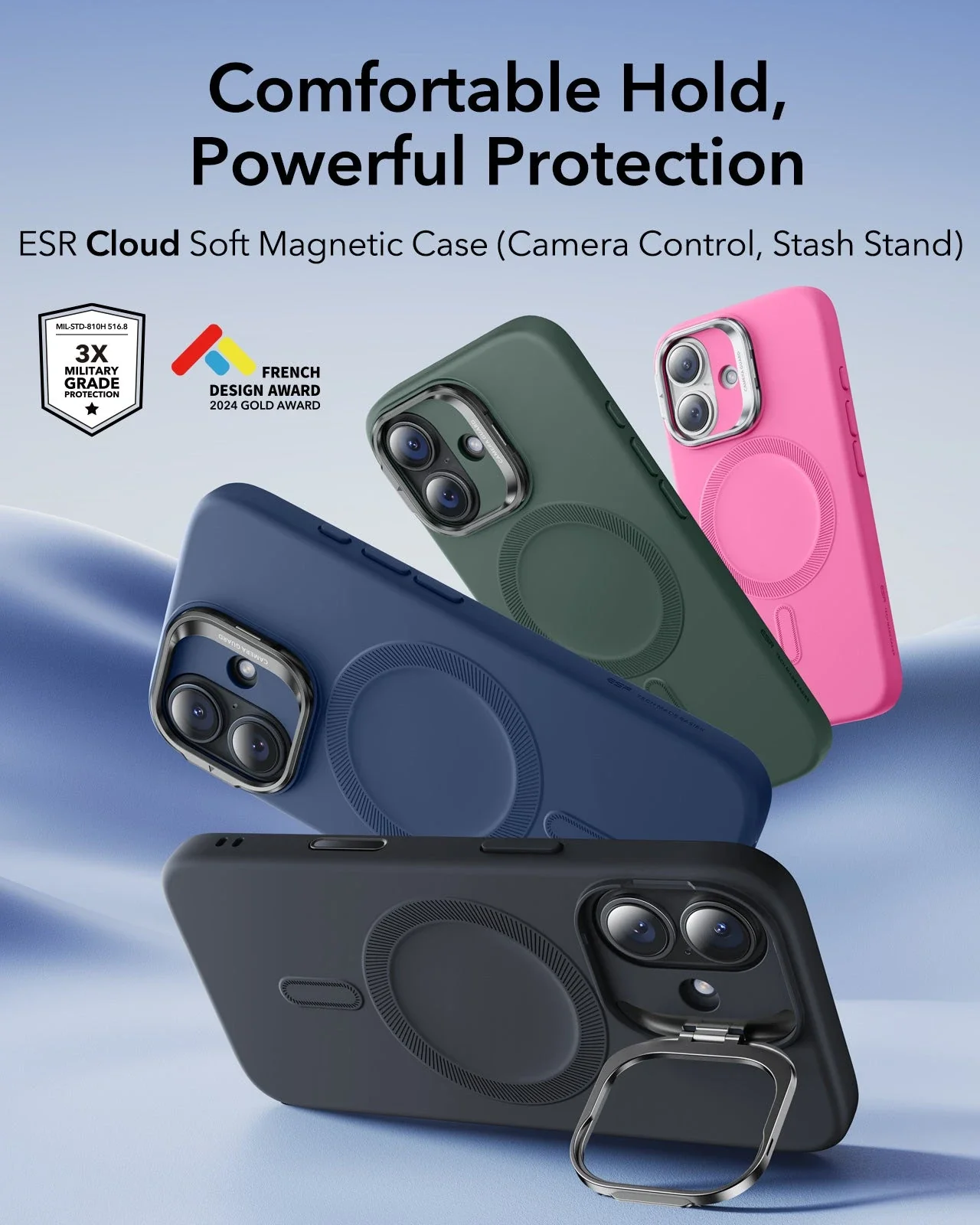 iPhone 17 Cloud Soft Magnetic Case (Camera Control, Stash Stand) - Black - Image 2