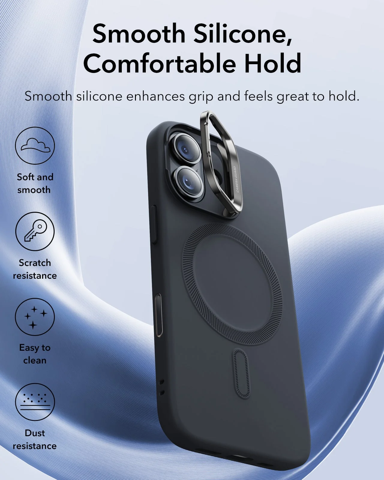 iPhone 17 Cloud Soft Magnetic Case (Camera Control, Stash Stand) - Black - Image 3