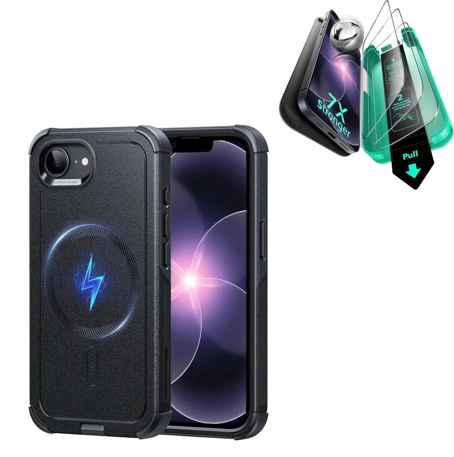 iPhone 17e Bundle Cyber Tough Magnetic Case  & Armorite® Screen Protector - Black