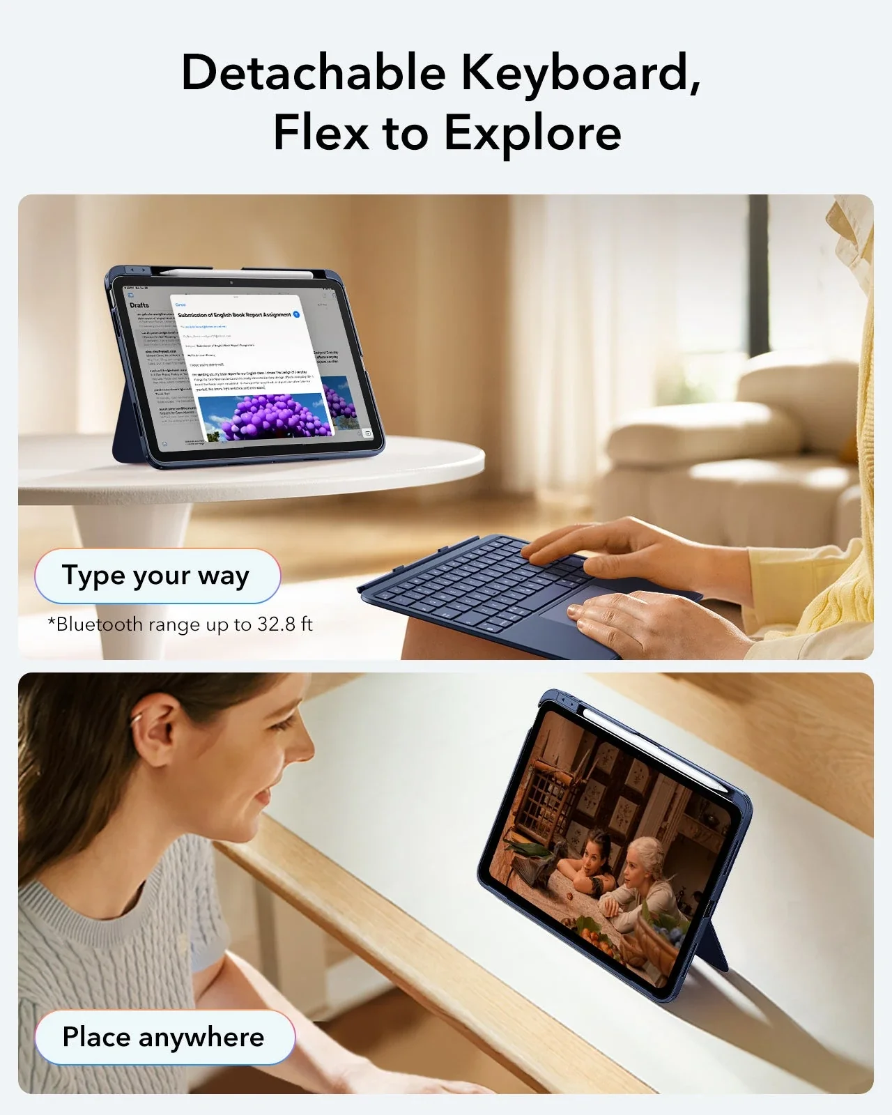 iPad 11" (A16) 2025 Flex Keyboard Case (Detachable)  - US Layout-Blue - Image 5