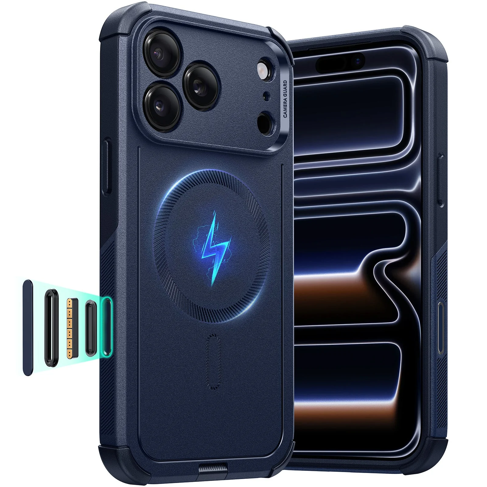 iPhone 17 Pro Max Cyber Tough Magnetic Case (Camera Control) - Navy Blue