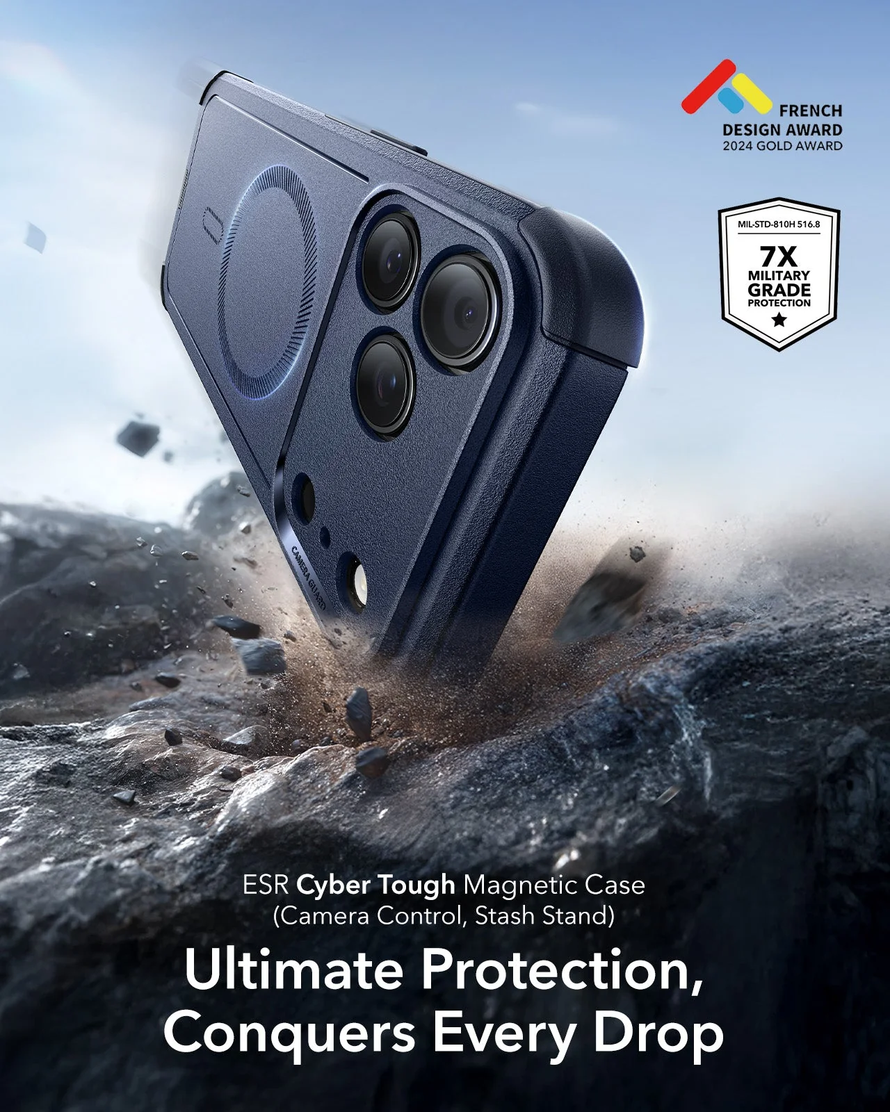 iPhone 17 Pro Max Cyber Tough Magnetic Case (Camera Control) - Navy Blue - Image 2