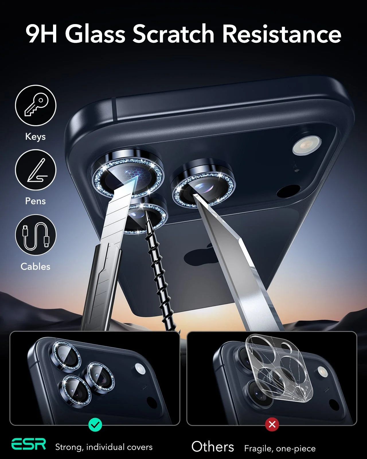 iPhone 17 Pro Max/17 Pro Armorite®️ Camera Lens Protector - Blue Shimmer - Image 6