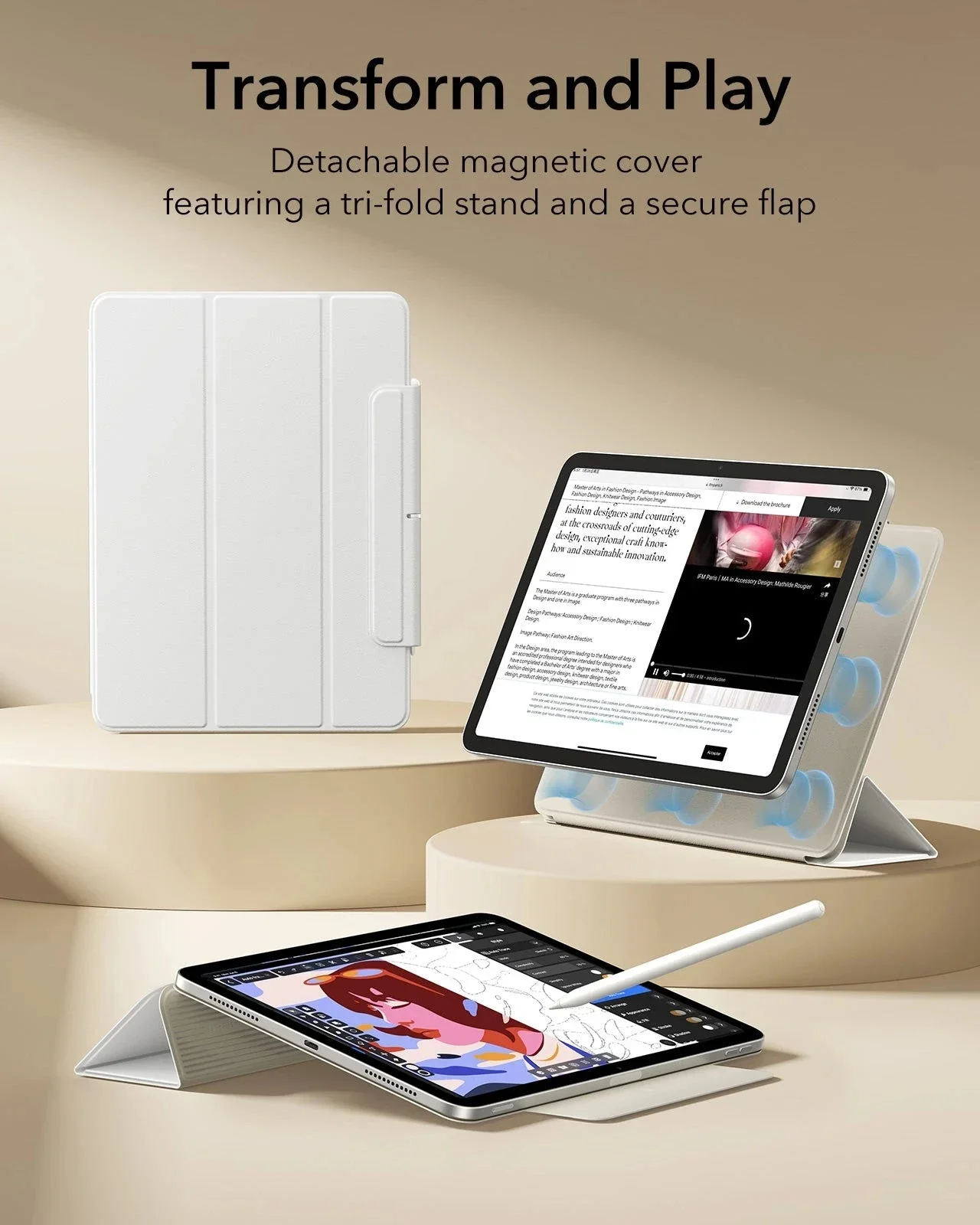 iPad Air 11" (M4) 2026 Rebound Magnetic Case - Brilliant White - Image 3