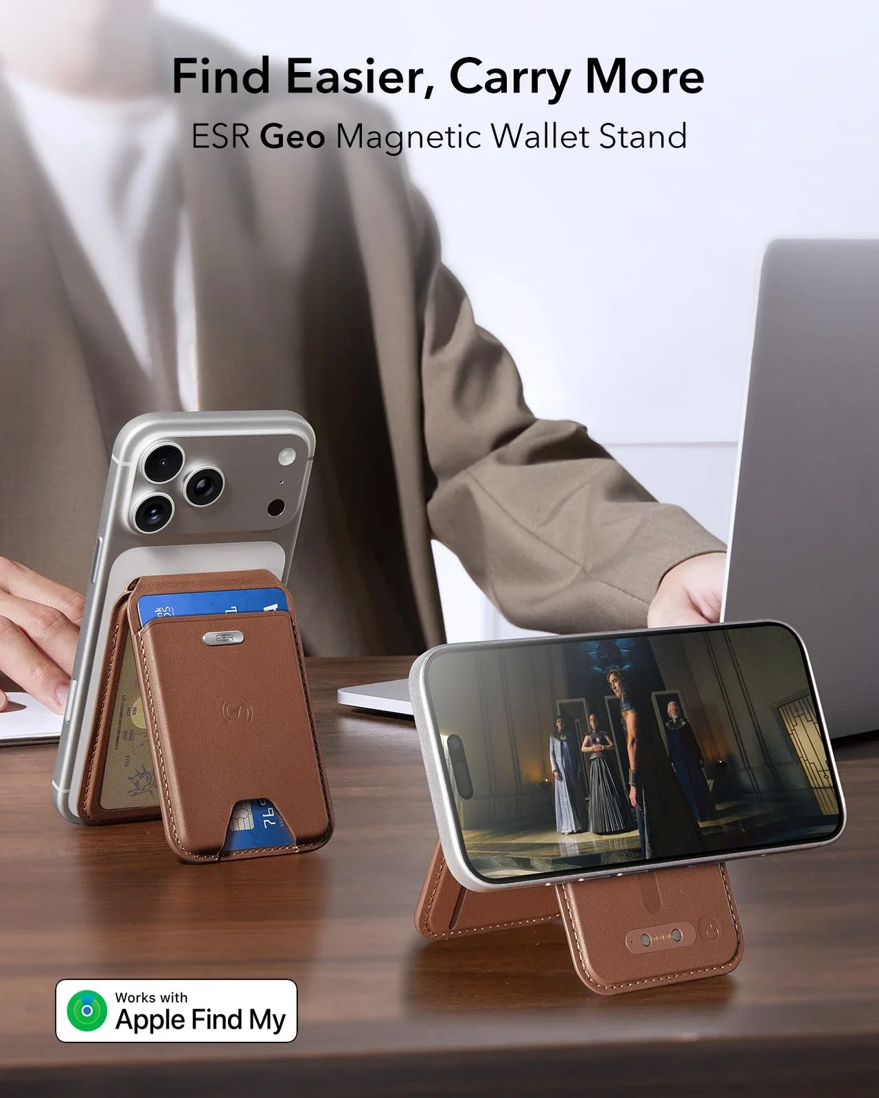 Geo Magnetic Wallet Stand -  Brown - Image 3