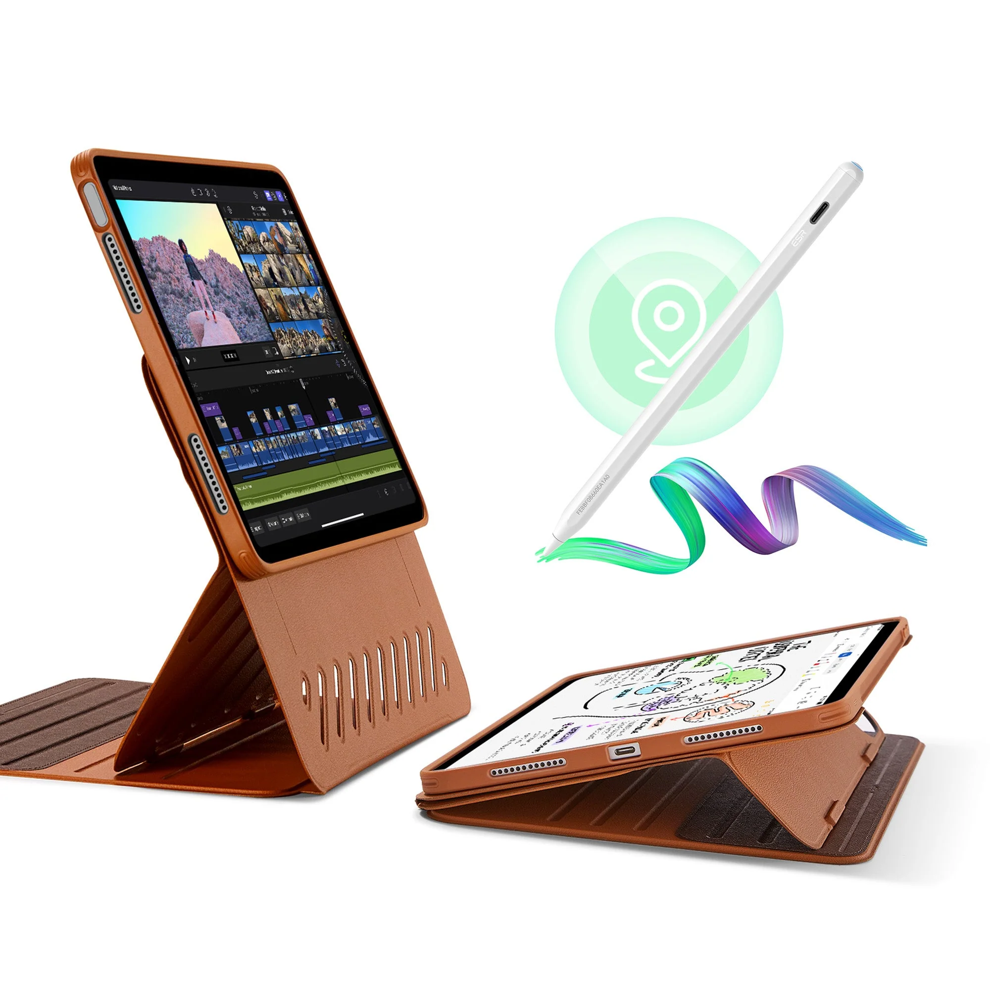 iPad Air 13" (M3) 2025 Bundle Shift Magnetic Case with Geo Digital Pencil - Brown