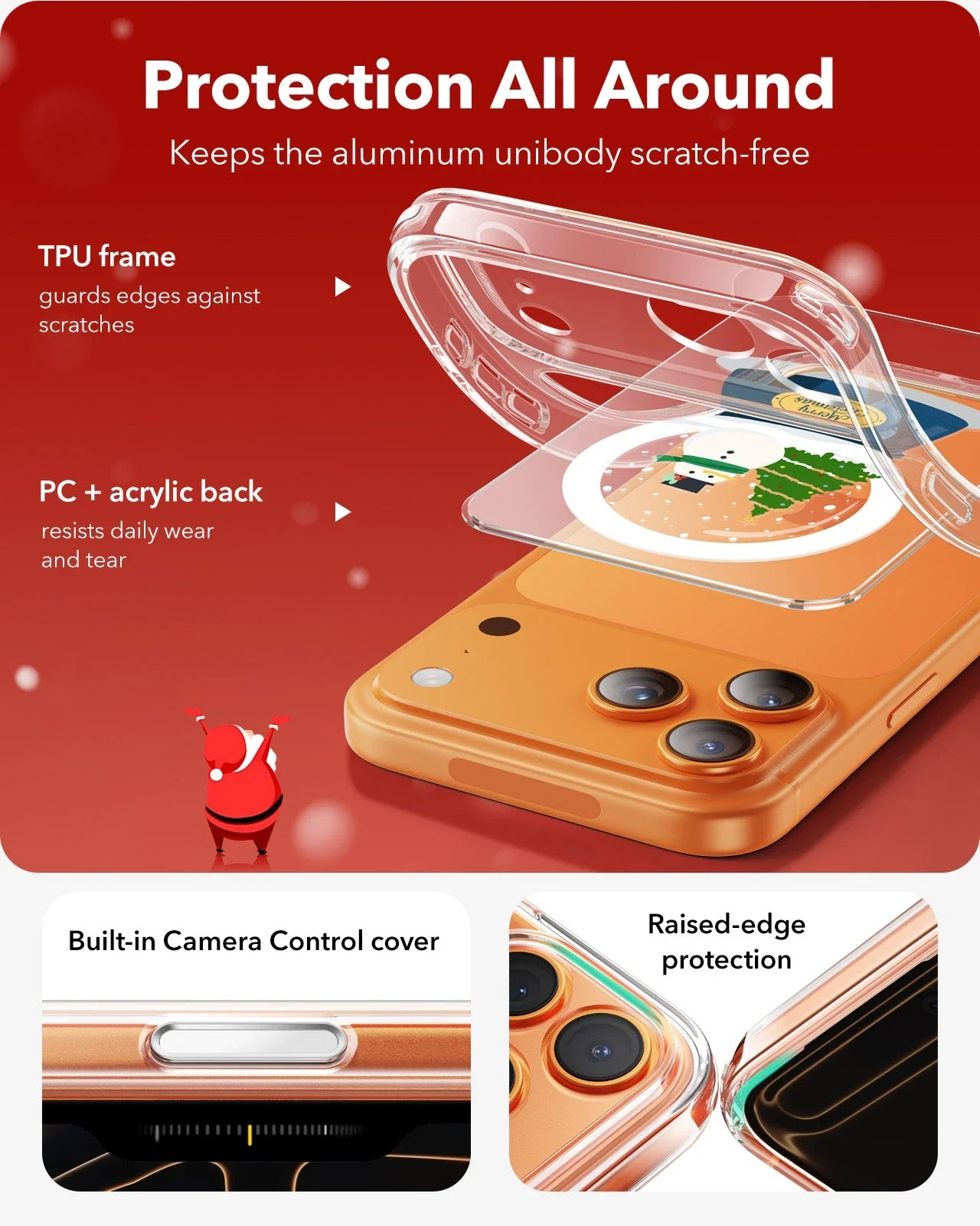 iPhone 17 Pro Classic Hybrid Magnetic Case (Camera Control) - Christmas Globe - Image 3