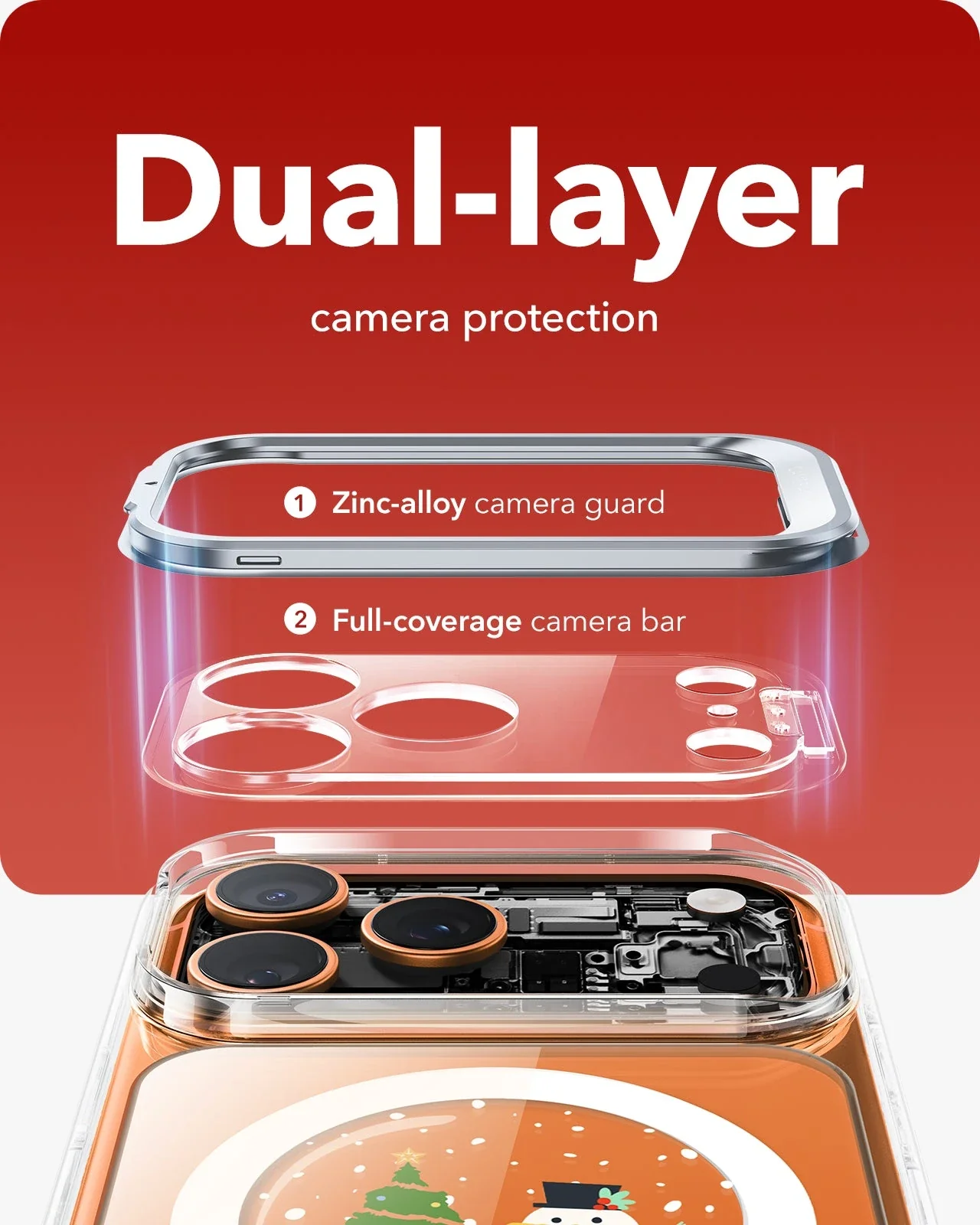 iPhone 17 Pro Max Classic Hybrid Magnetic Case (Camera Control, Stash Stand) - Christmas Globe - Image 5