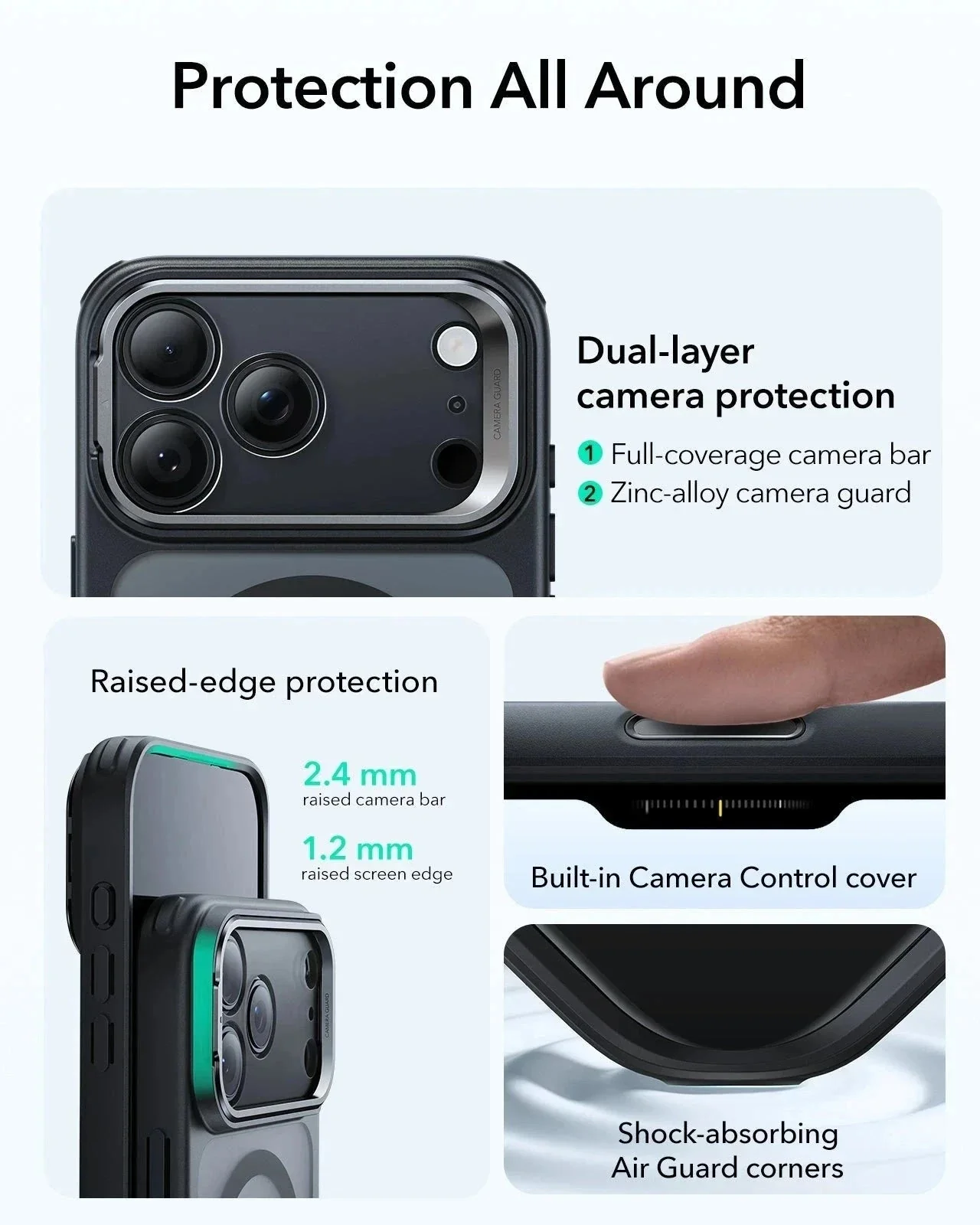 iPhone 17 Pro Bundle Classic Hybrid Magnetic Case (Camera Control, Stash Stand) and Armorite Screen Protector - Frosted Black - Image 3