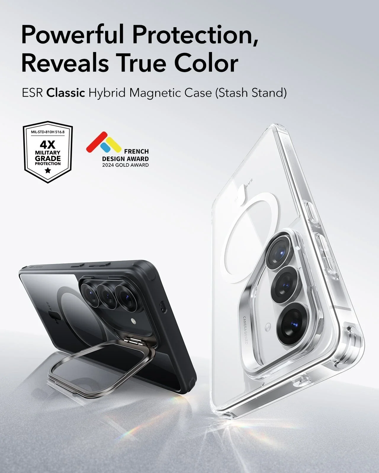 Galaxy S26 Classic Hybrid Magnetic Case (Stash Stand) - Clear Black - Image 2