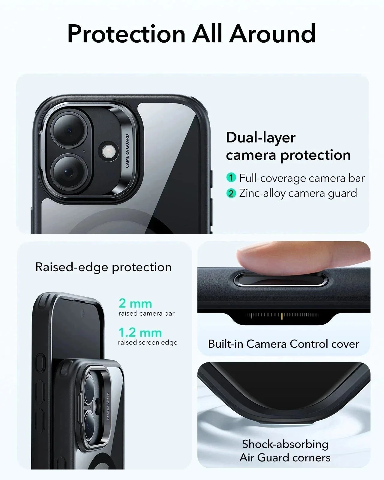 iPhone 17 Classic Hybrid Magnetic Case (Camera Control, Stash Stand) - Clear Black - Image 4
