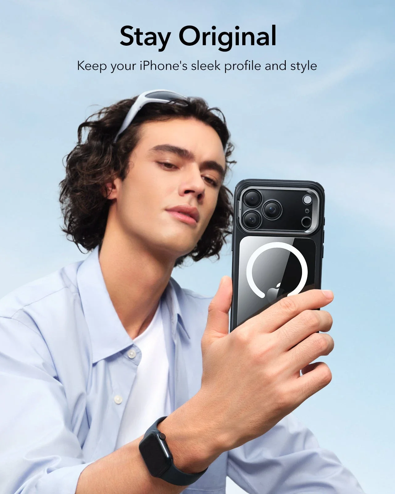 iPhone 17 Pro Classic Hybrid Magnetic Case (Camera Control, Stash Stand) - Clear Black - Image 8