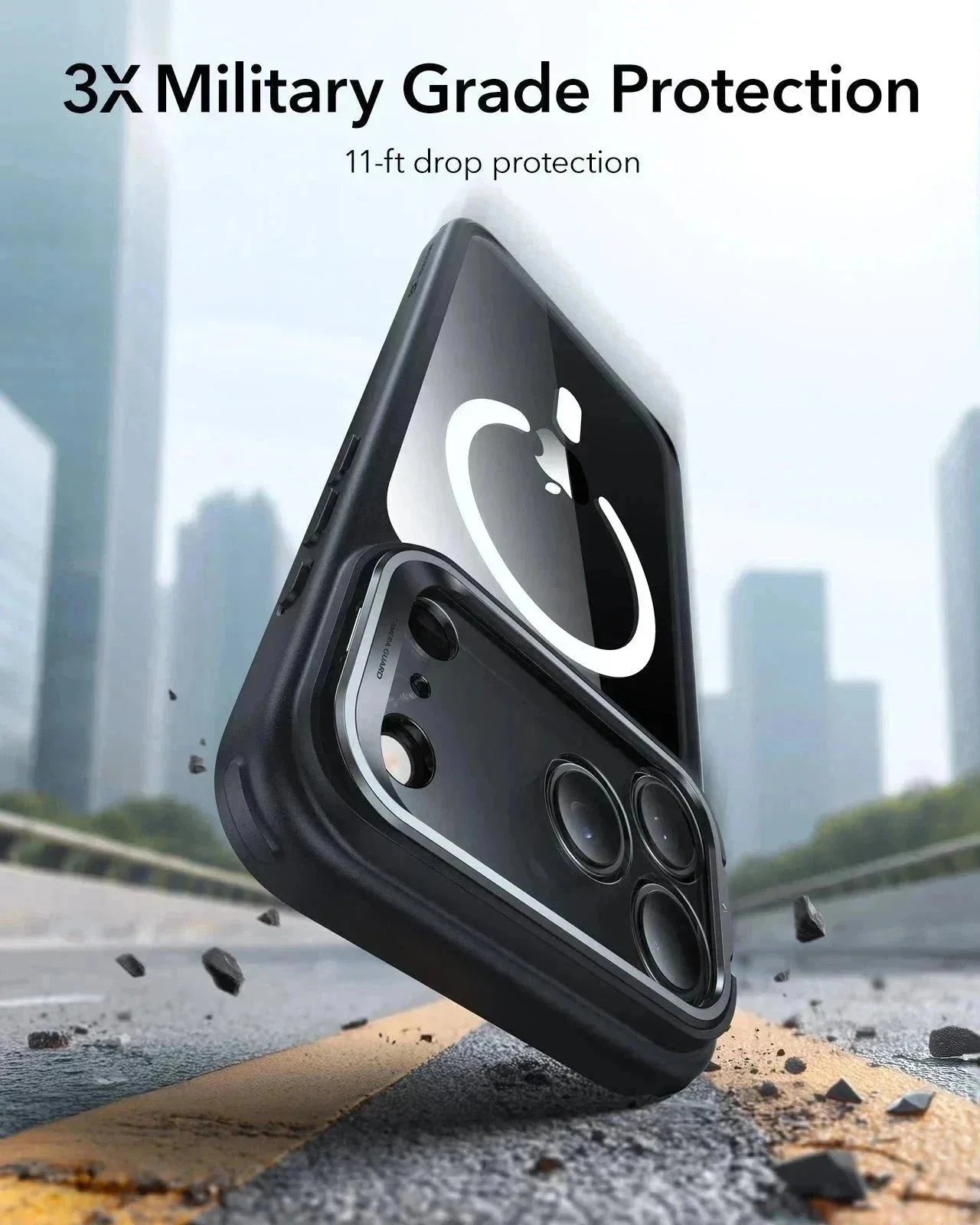 iPhone 17 Pro Max Bundle Classic Hybrid Magnetic Case (Camera Control, Stash Stand) and Armorite Screen Protector - Clear Black - Image 4