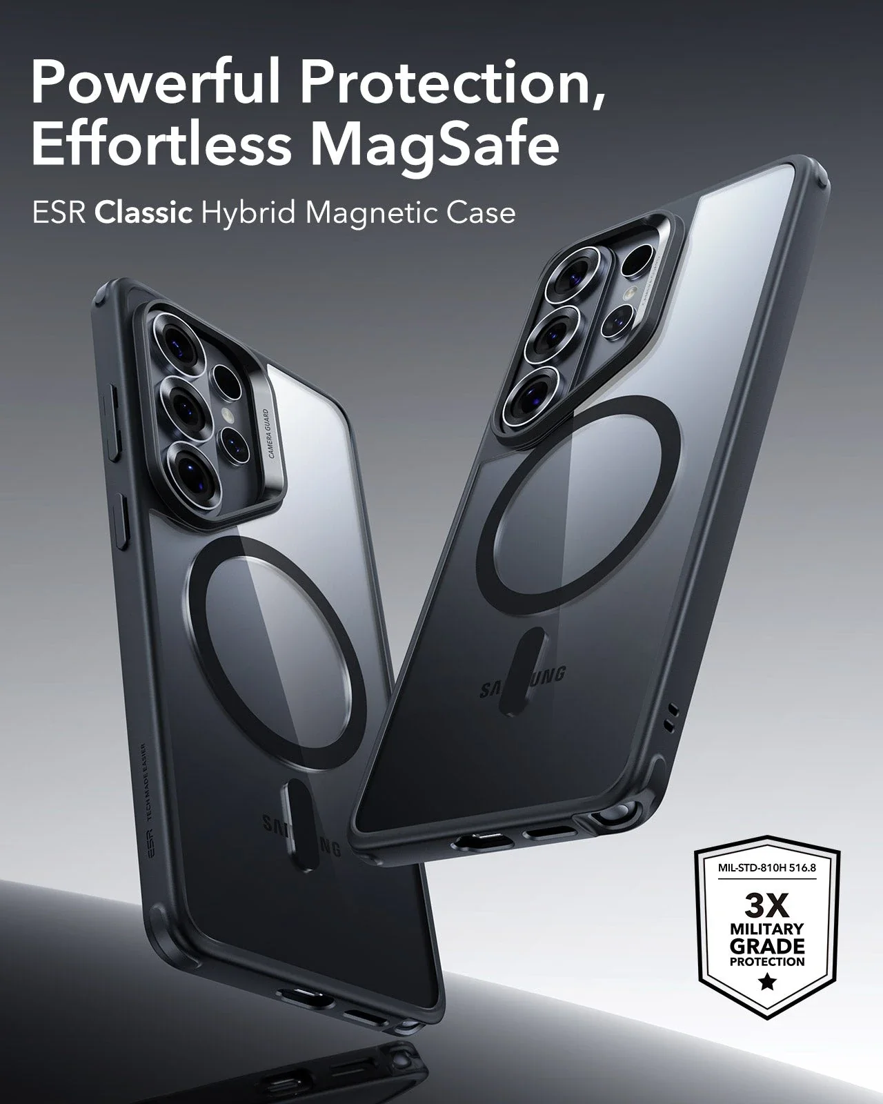 Galaxy S26 Ultra Classic Hybrid Magnetic Case - Clear Black - Image 2
