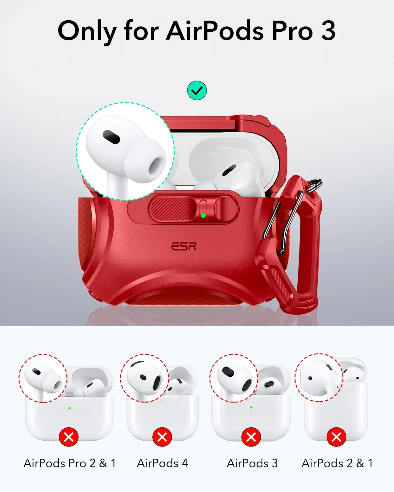 AirPods Pro 3 Cyber FlickLock Magnetic Case - Dark Red - Image 2