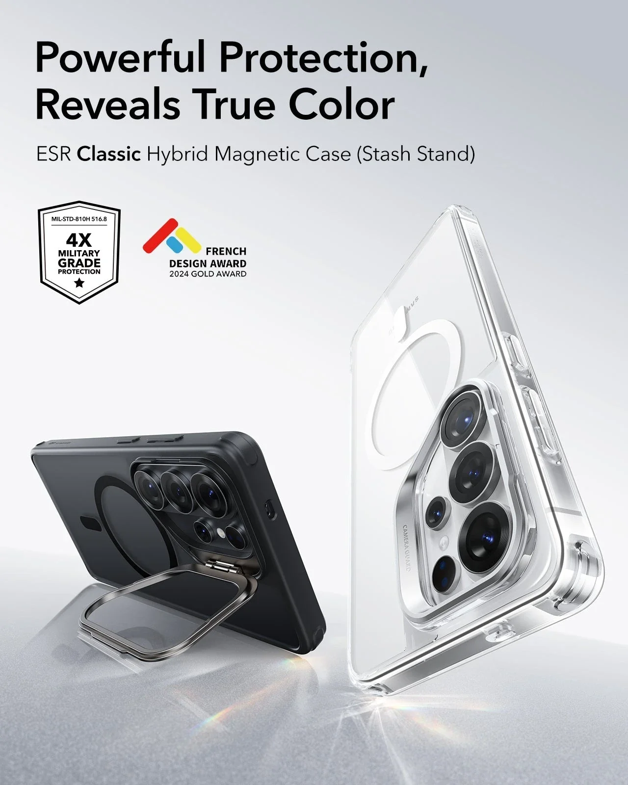 Galaxy S26 Ultra Classic Hybrid Magnetic Case (Stash Stand) - Frosted Black - Image 2