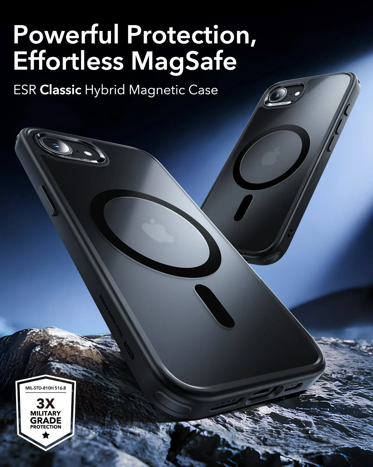 iPhone 17e Classic Hybrid Magnetic Case - Frosted Black - Image 2