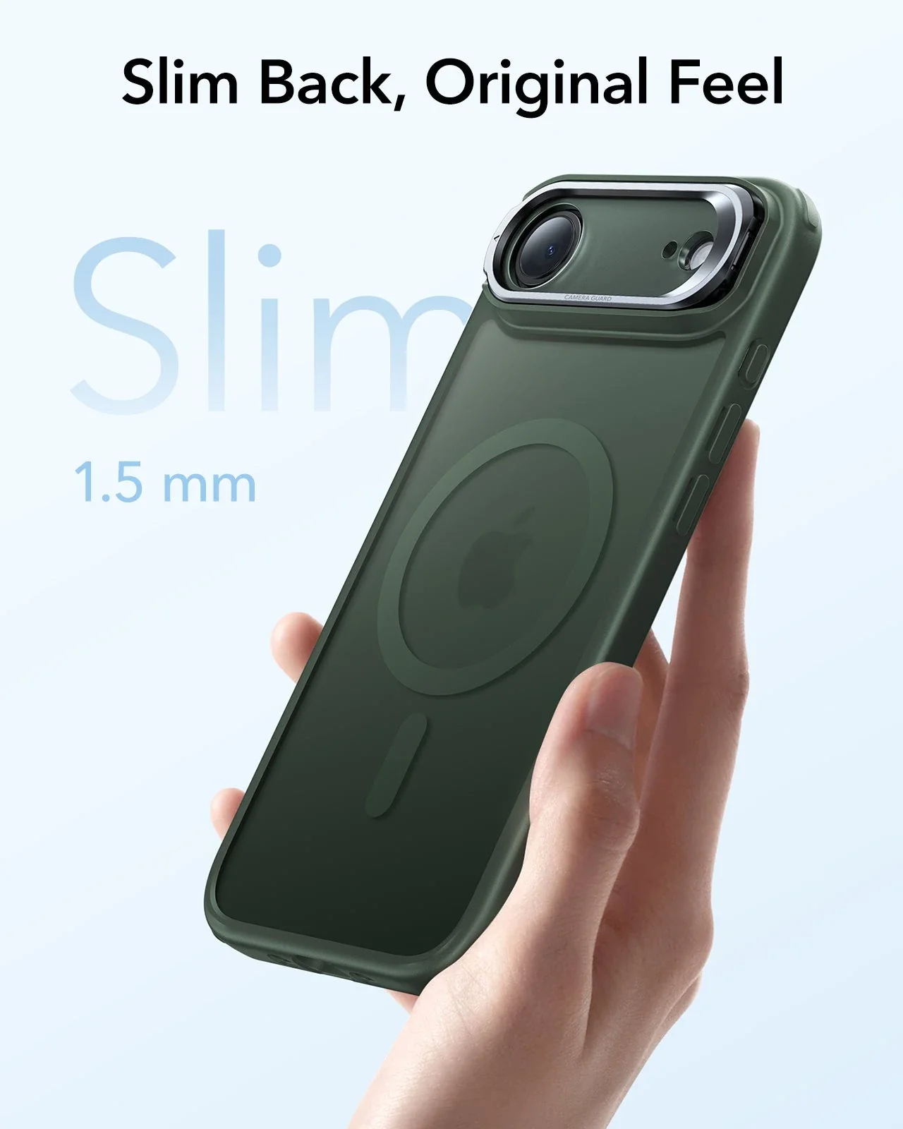 iPhone Air Classic Hybrid Magnetic Case (Camera Control, Stash Stand) - Frosted Green - Image 7