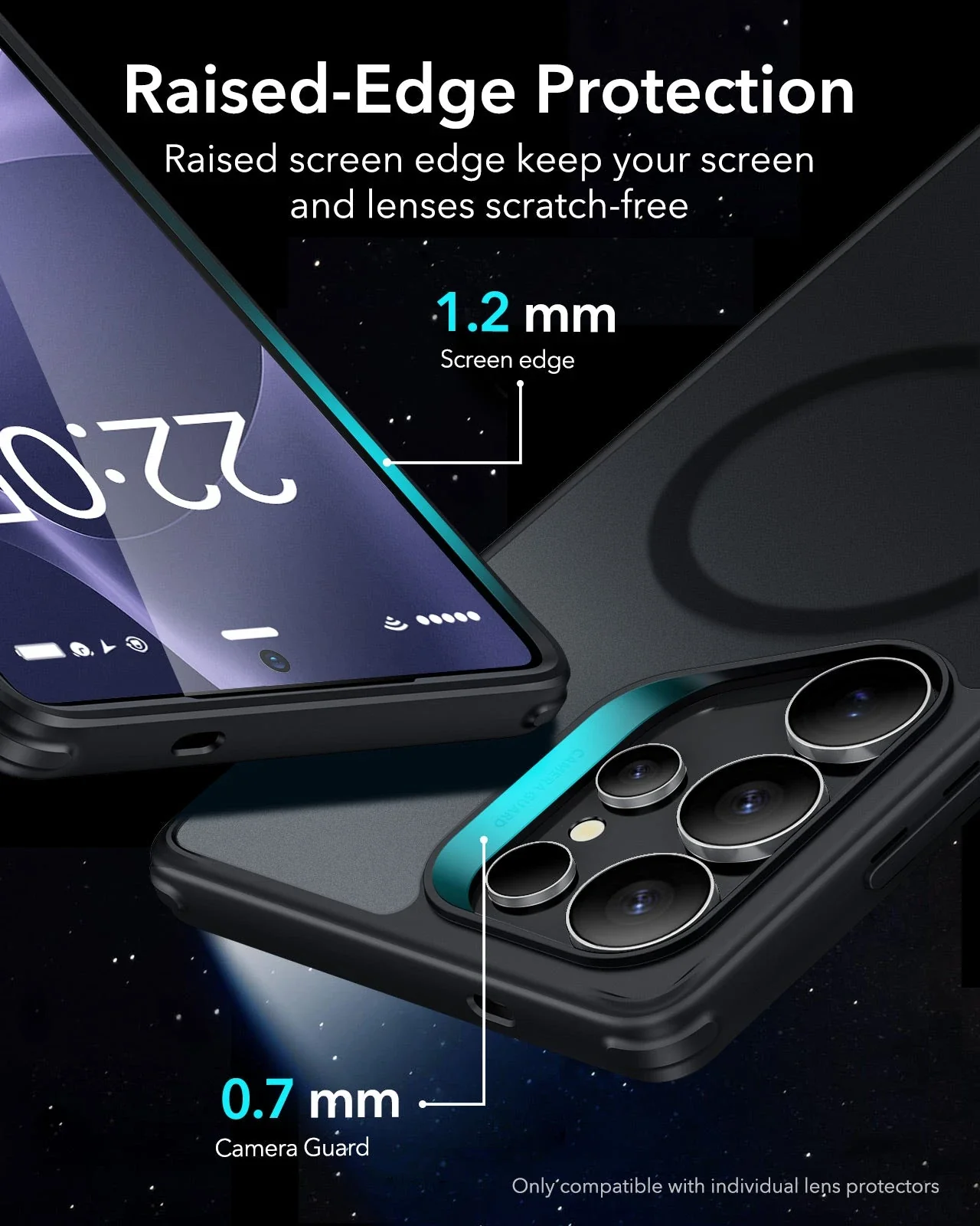 Galaxy S25 Ultra HaloLock Classic Hybrid Case Privacy Protection Bundle - Clear Black - Image 4