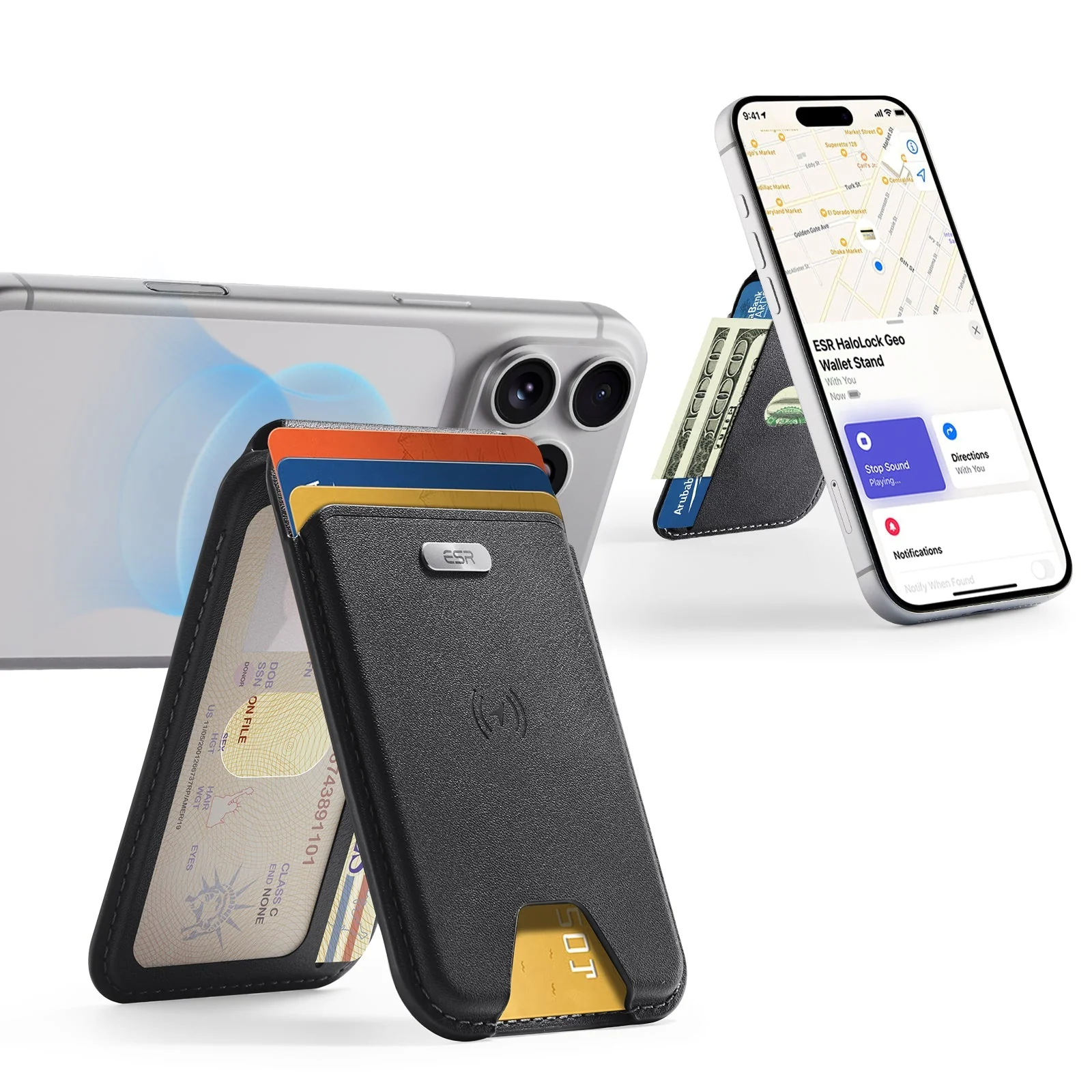 Geo Magnetic Wallet Stand -  Black - Image 3