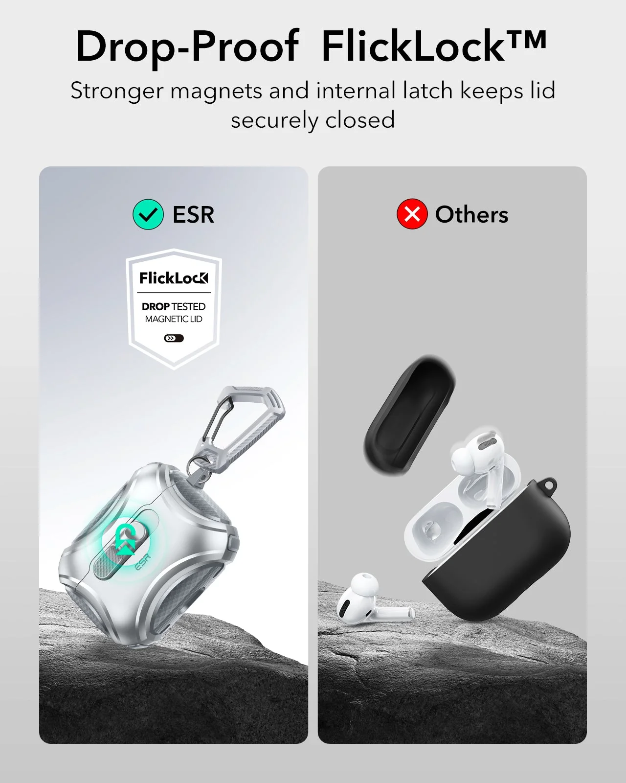 AirPods Pro 3 Cyber FlickLock Magnetic Case - Gray - Image 4