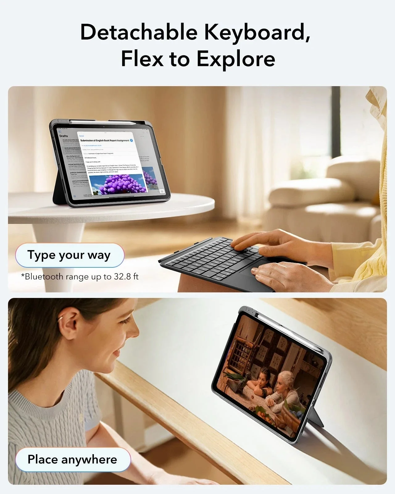 iPad Air 11" (M4) 2026 Flex Keyboard Case (Detachable)- US Layout-Dark Gray - Image 5