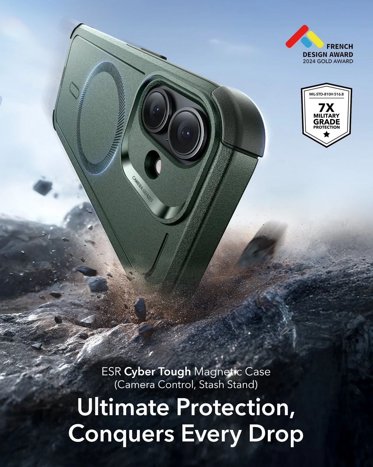 iPhone 17 Cyber Tough Magnetic Case (Camera Control) - Olive Green - Image 2