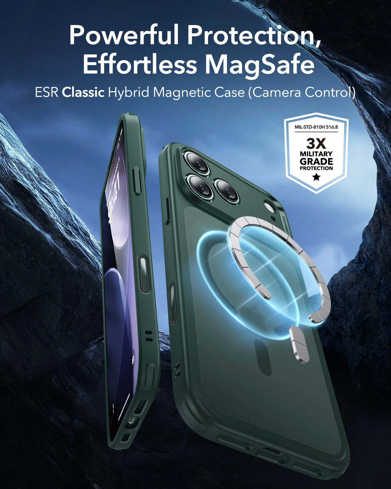 iPhone 17 Pro Max Classic Hybrid Magnetic Case (Camera Control) - Frosted Green - Image 2