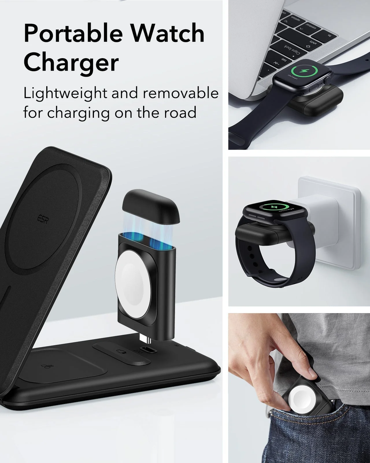HaloLock™ 3-in-1 Travel Wireless Charging Set - White - AU Plug - Image 7