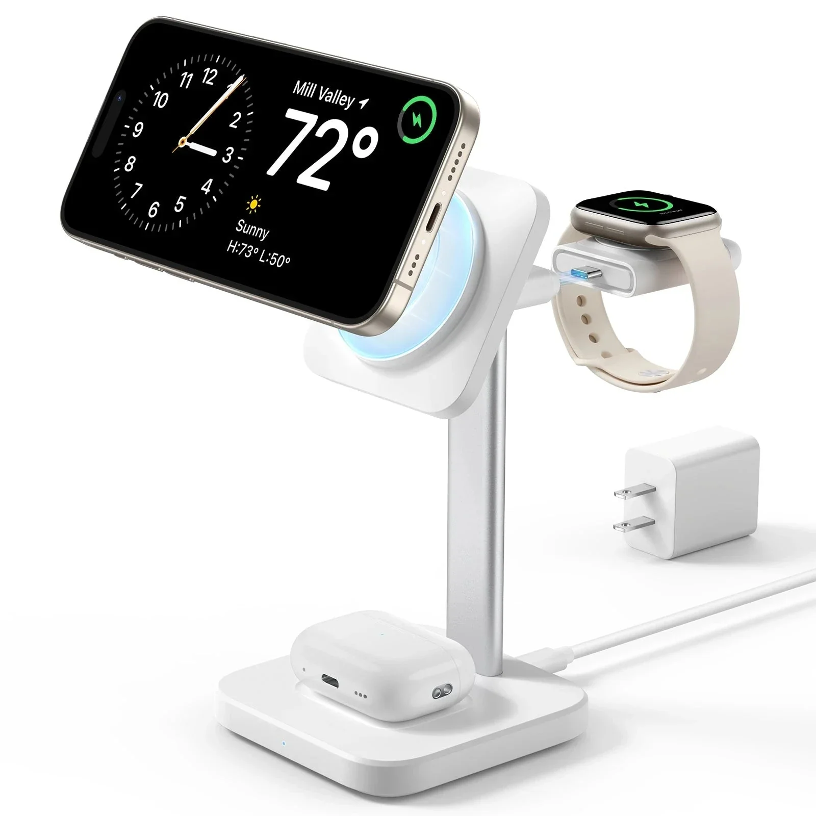 3-in-1 Watch Wireless Charging Set (HaloLock) - Black - US-Plug - Image 5