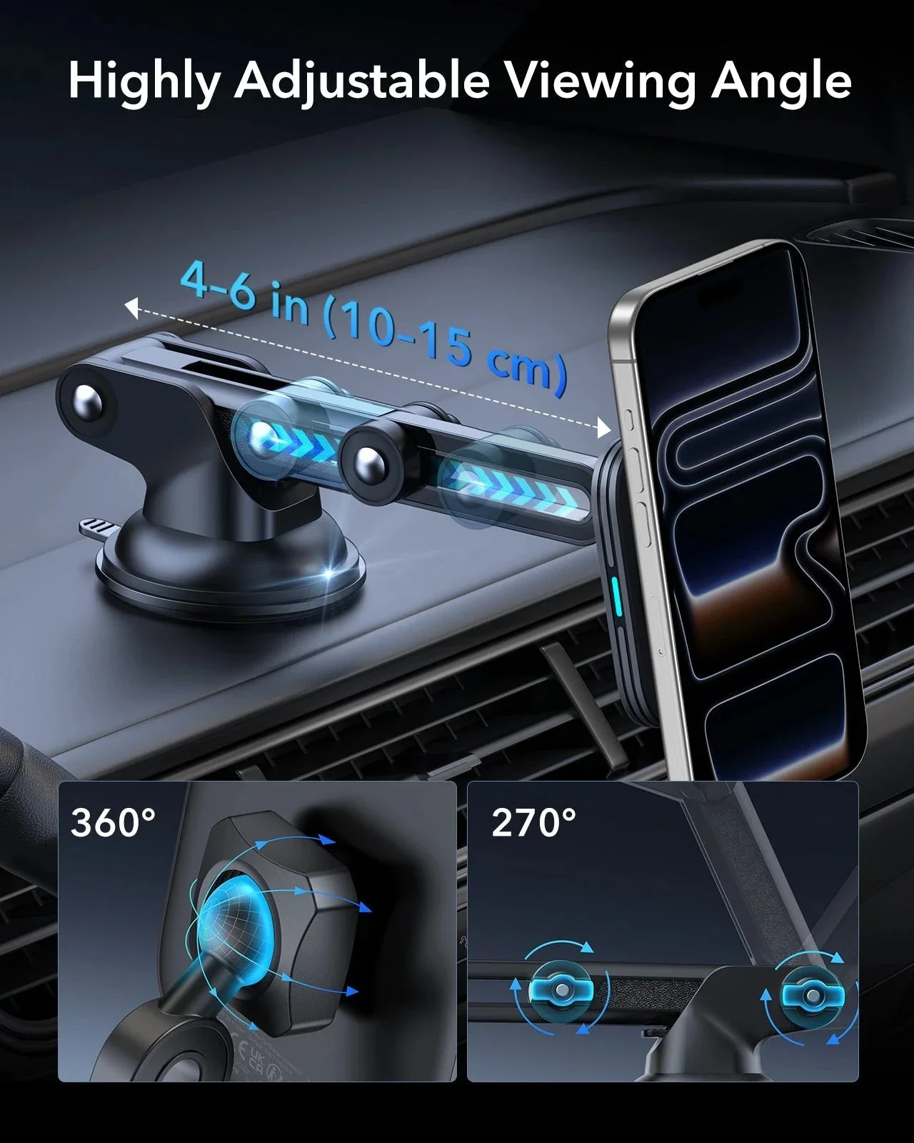 Dashboard Wireless Car Charger (HaloLock) - Black - Image 8