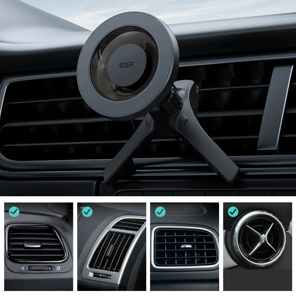 Magnetic Car Phone Mount (HaloLock) - Metallic Grey - Image 6