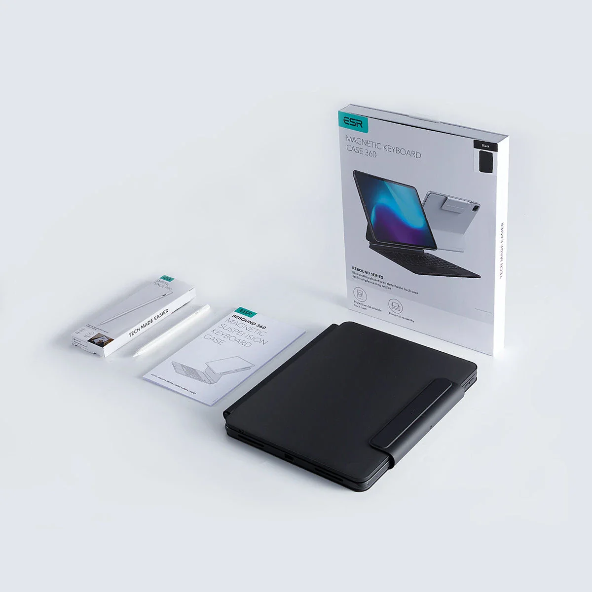iPad Air 11ʺ (2024), Air 10.9ʺ (5th/4th Gen), and Pro 11ʺ (4th/3rd/2nd/1st Gen) Rebound Magnetic Keyboard Case 360 Pencil Bundle - US Layout-White - Image 3