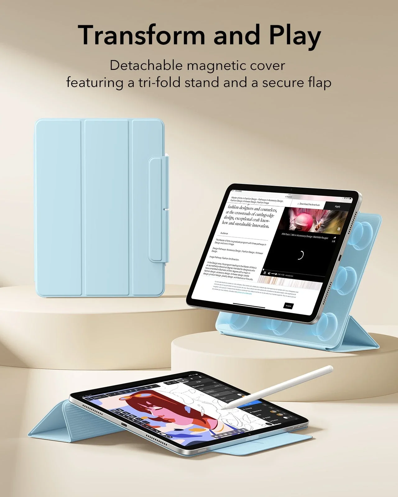 iPad Air 13" (2025) Rebound Magnetic Case - Light Blue - Image 3