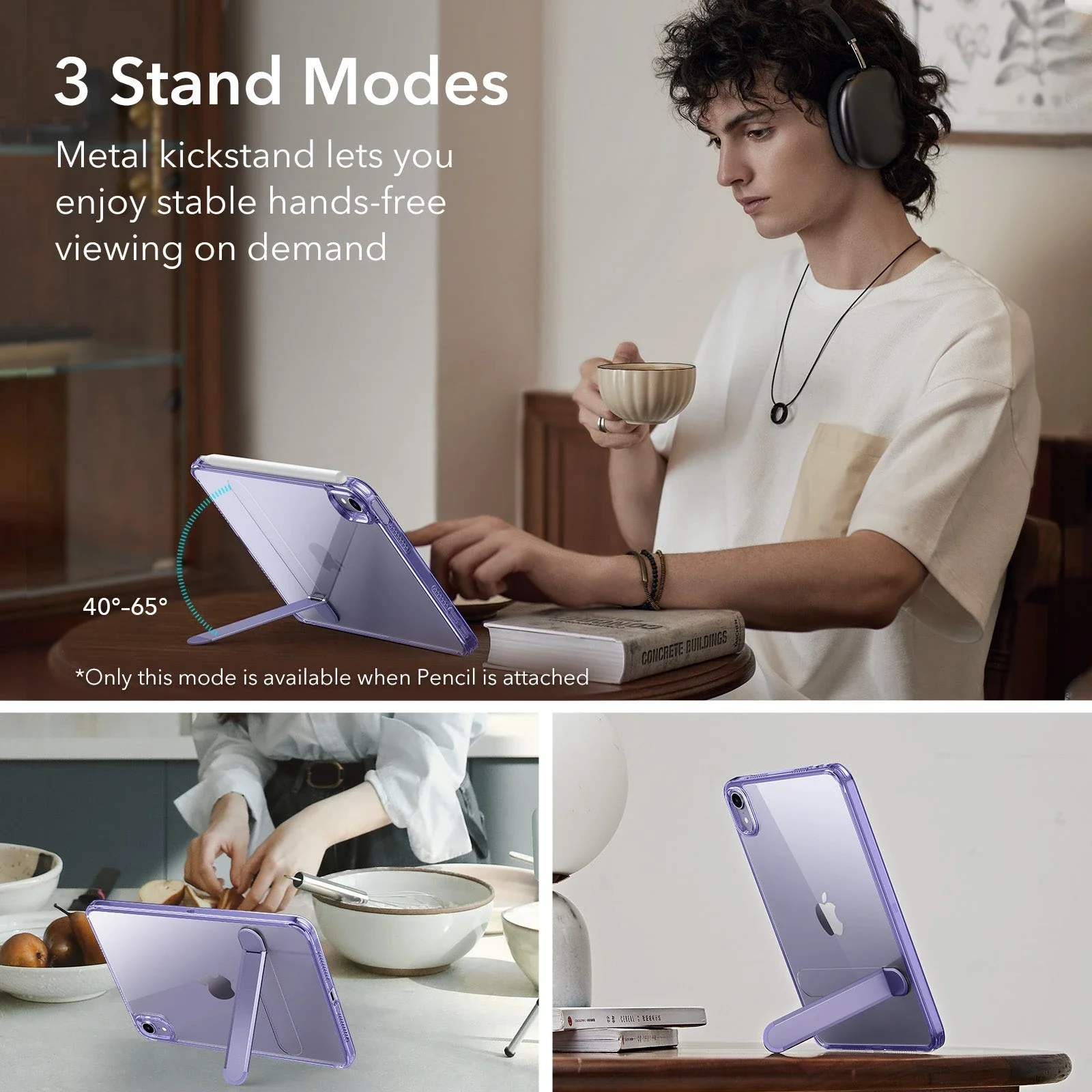 iPad mini 7/mini 6 Boost Kickstand Case - Clear Purple - Image 3