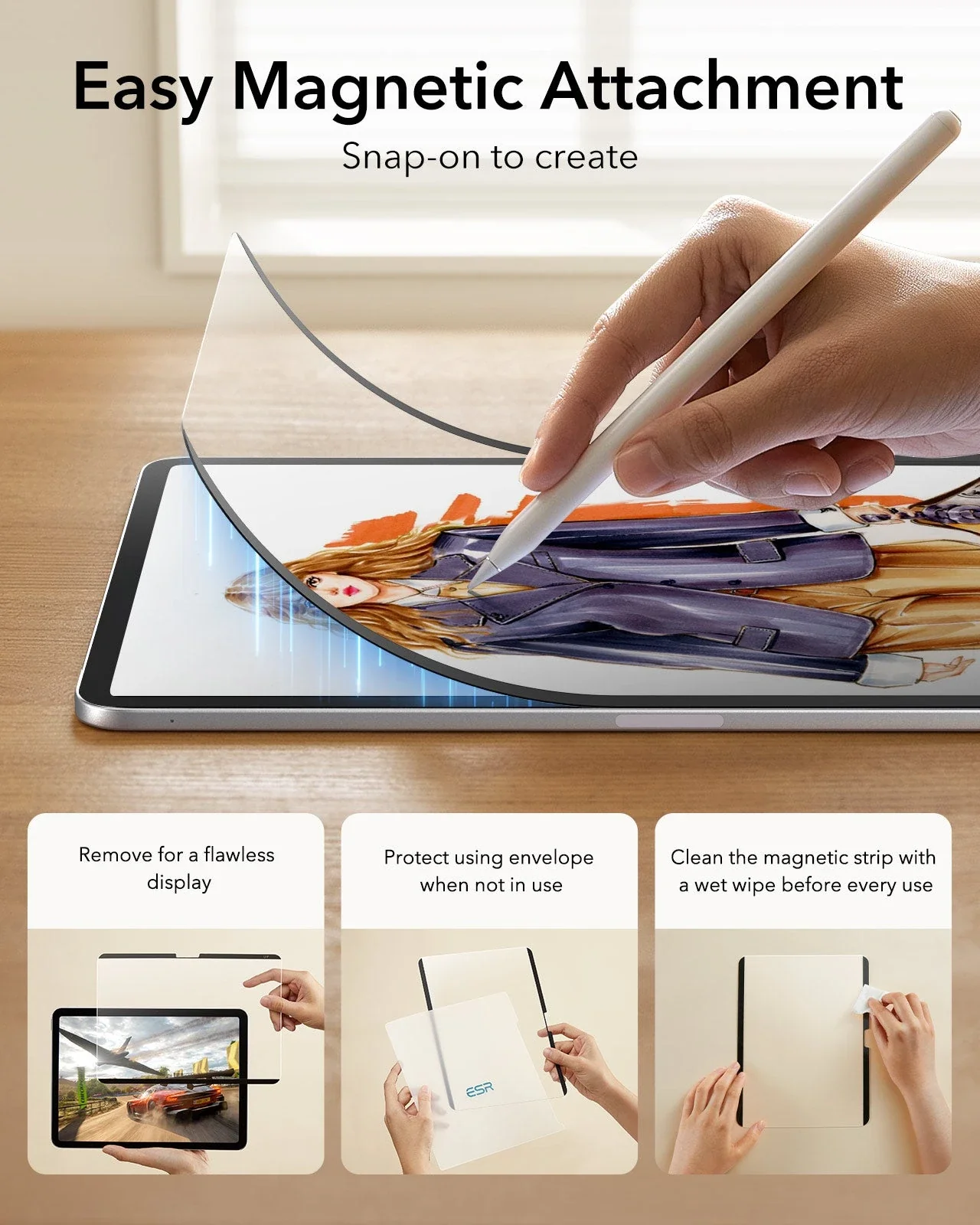 iPad Pro 11" (2025) Paper-Feel Magnetic Screen Protector - 1 Pack - Image 3