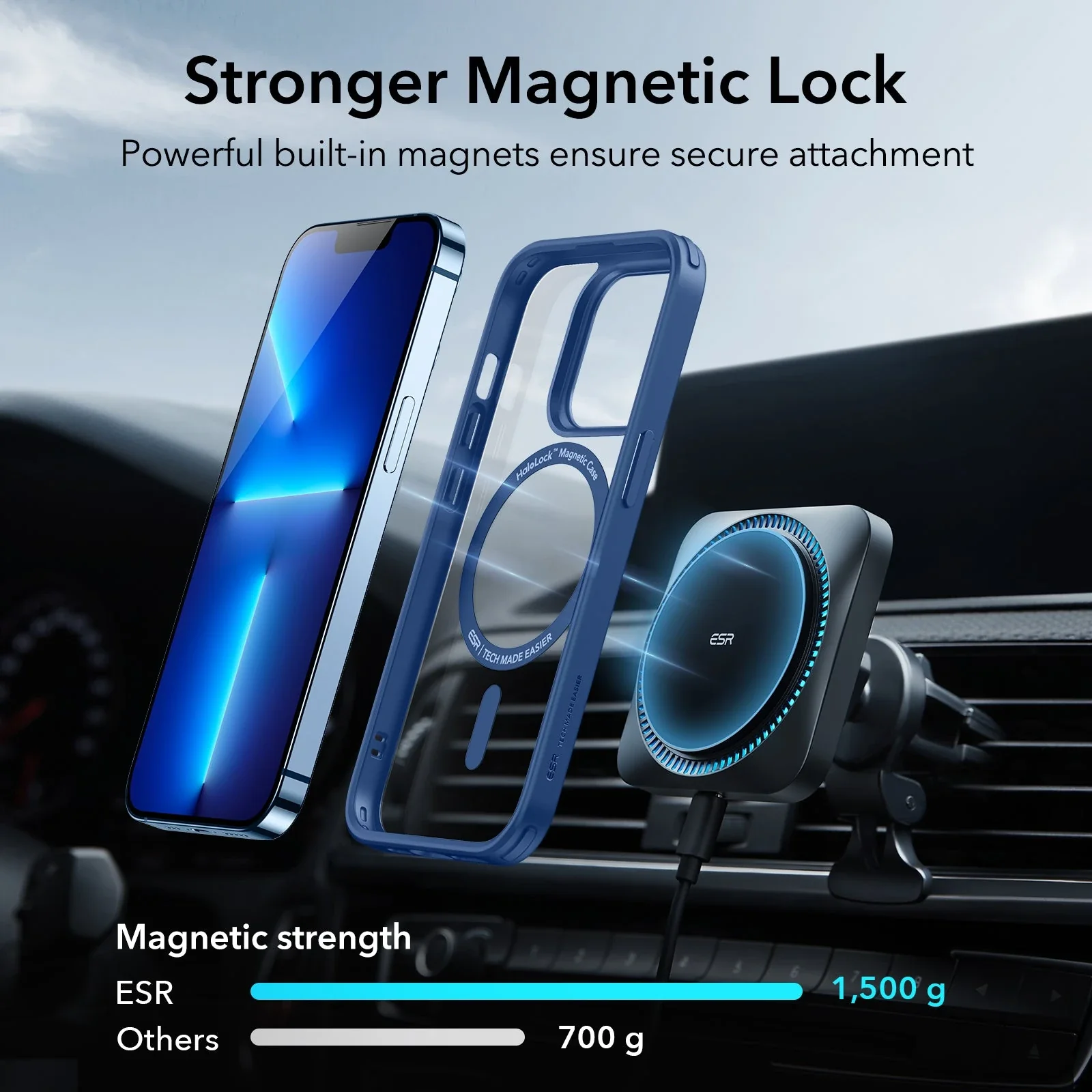 iPhone 13 Pro Classic Hybrid Case (HaloLock) - Clear Blue - Image 3